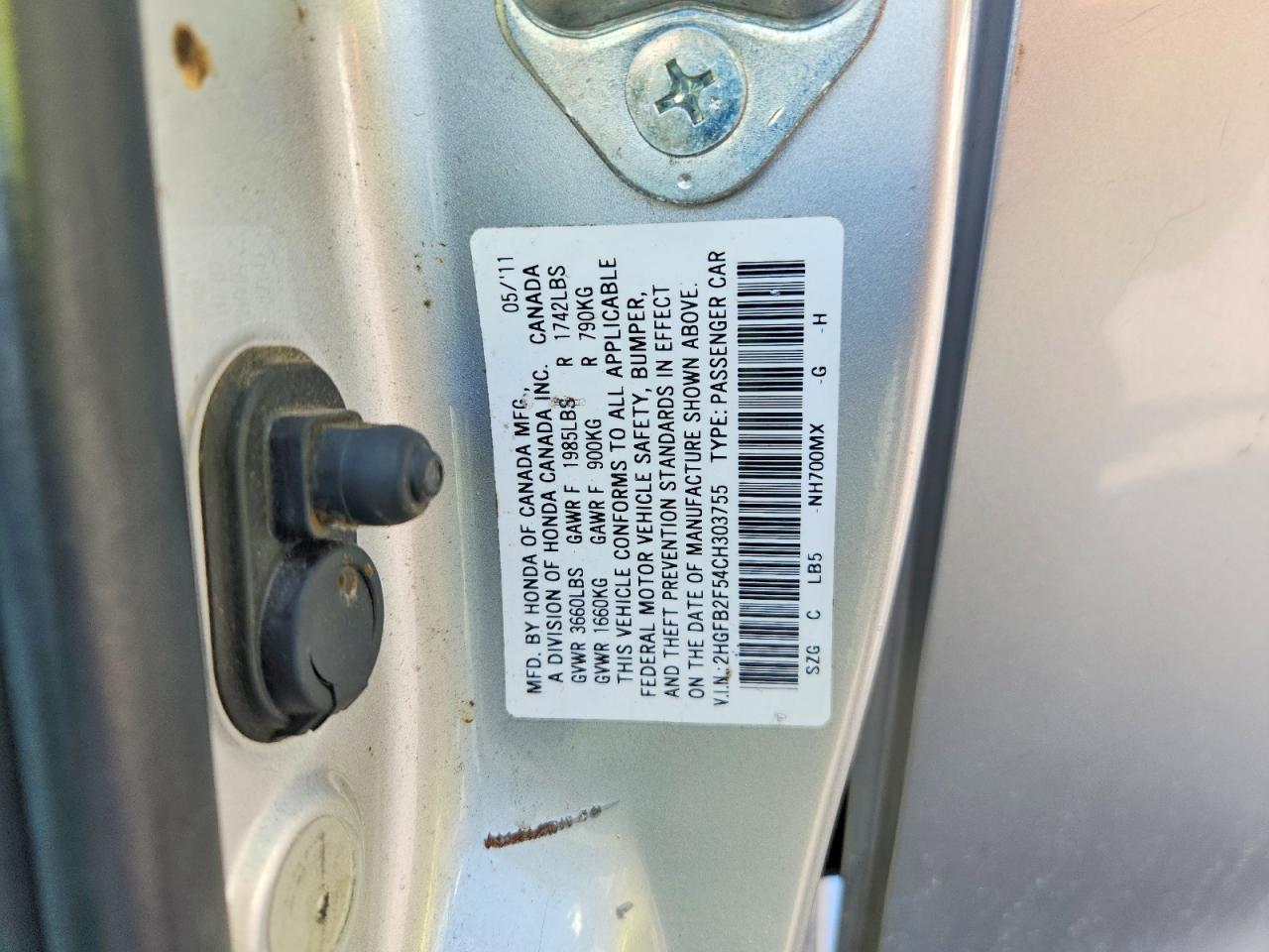 2012 Honda Civic Lx Silver vin: 2HGFB2F54CH303755