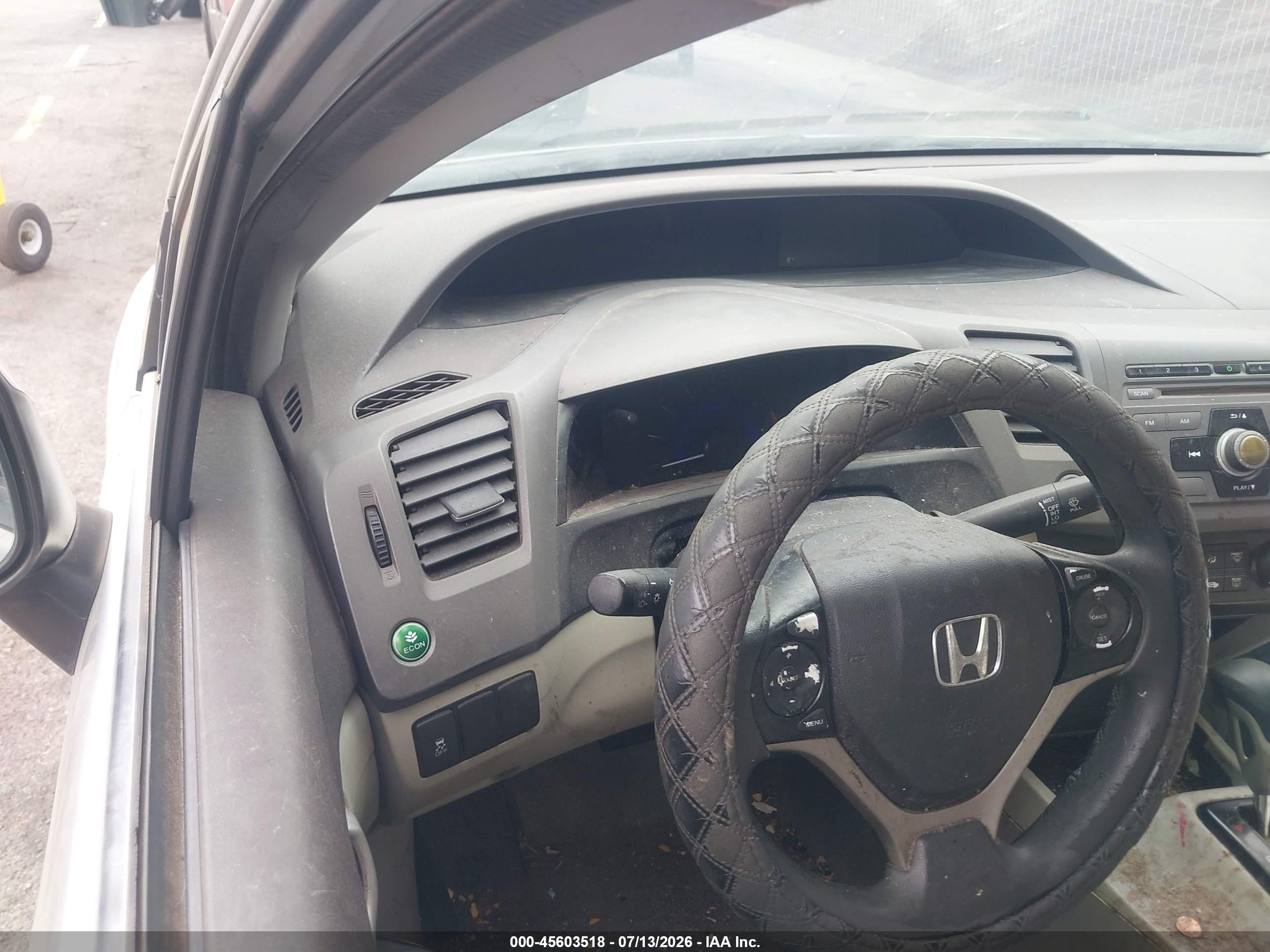2012 Honda Civic Lx Silver vin: 2HGFB2F54CH304730