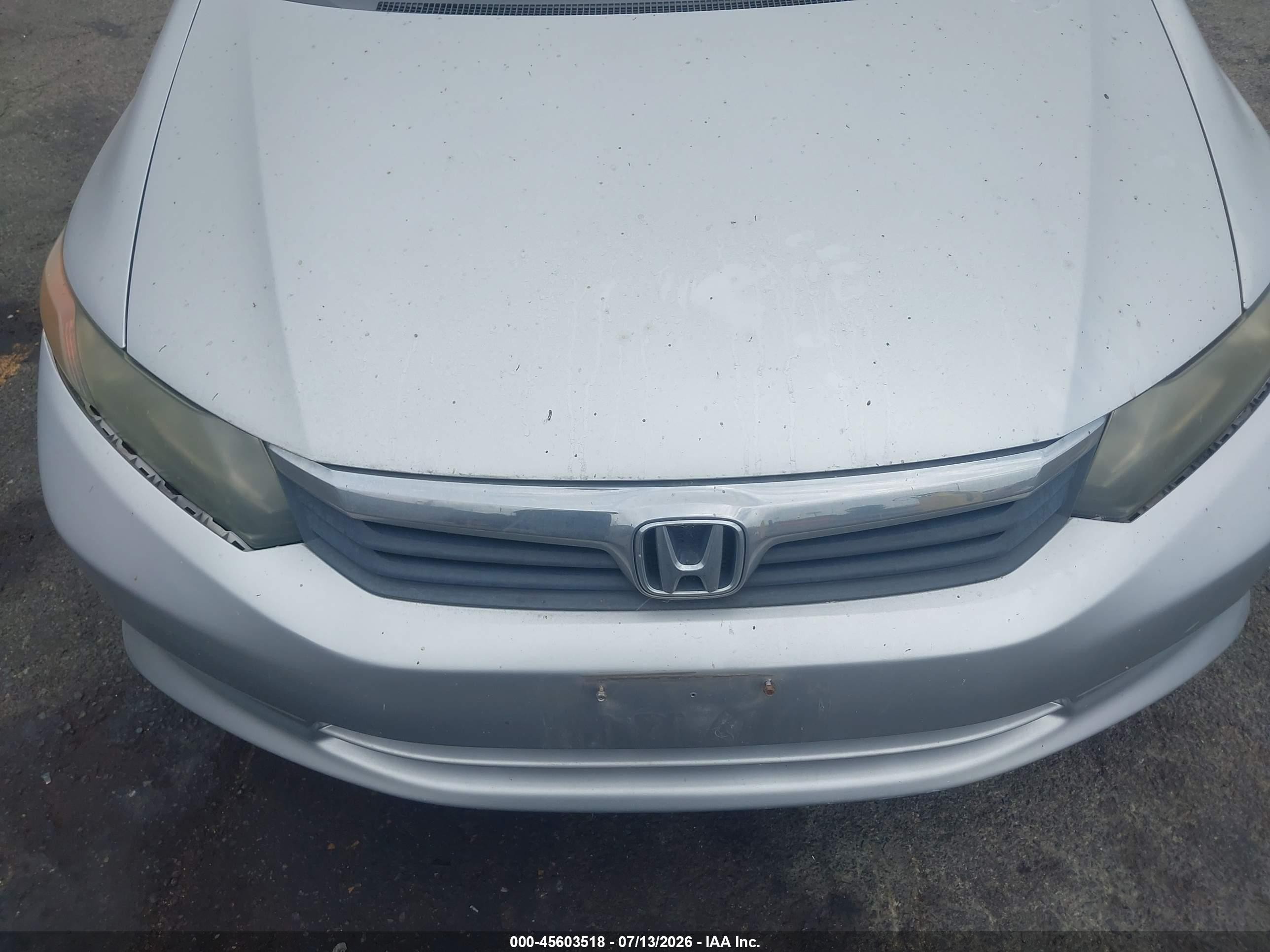 2012 Honda Civic Lx Silver vin: 2HGFB2F54CH304730