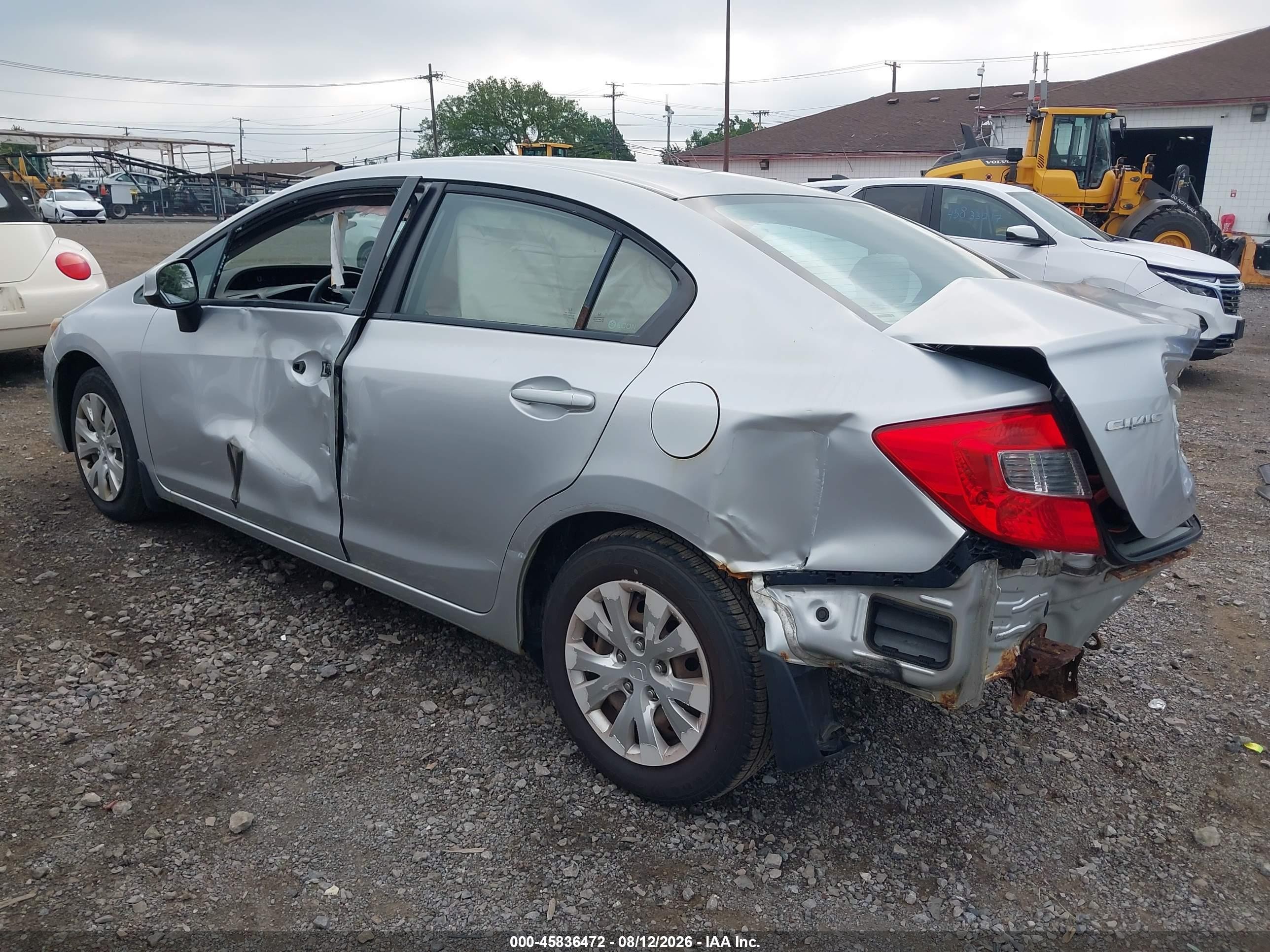 2012 Honda Civic Lx Silver vin: 2HGFB2F54CH314819