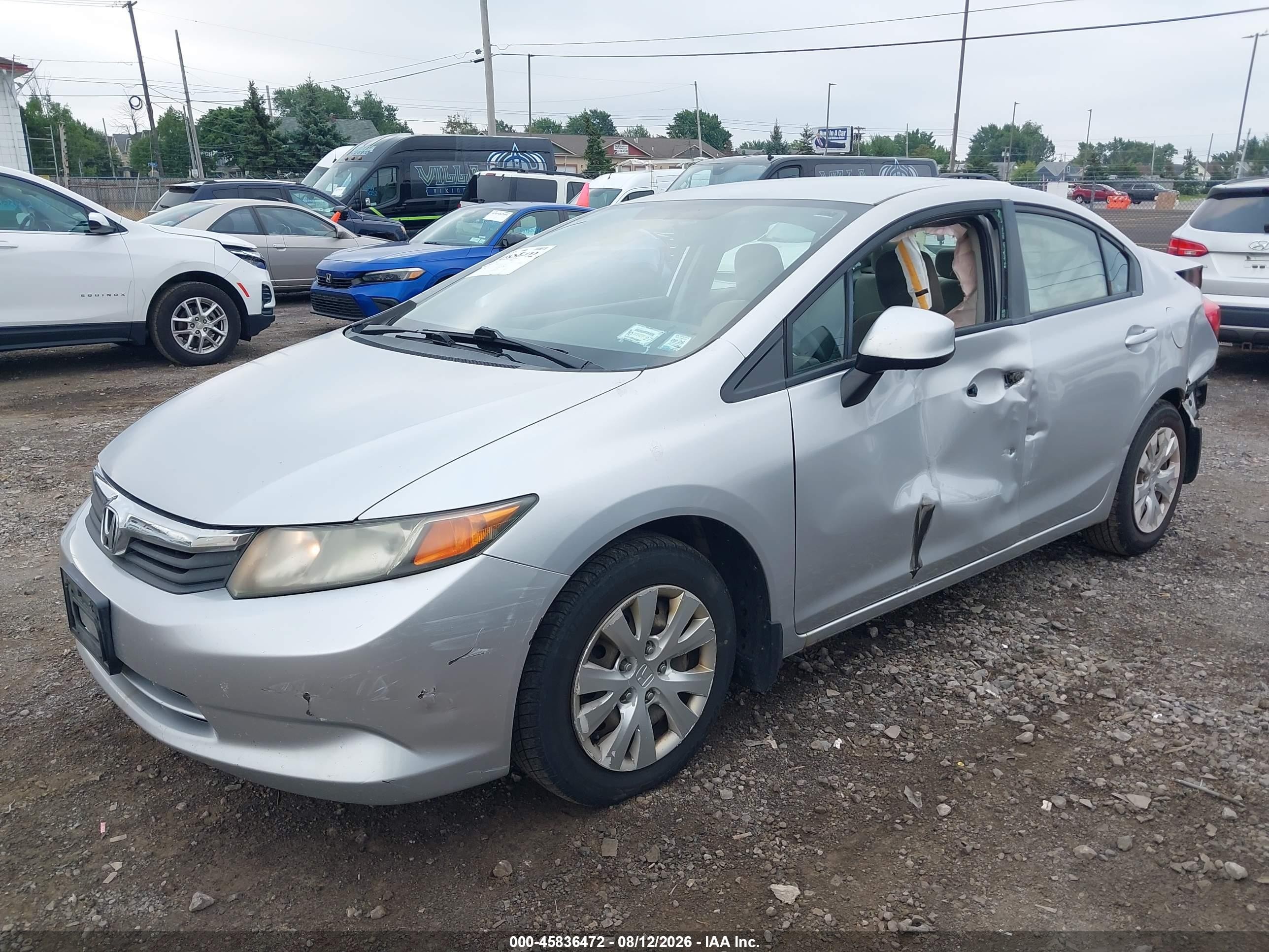 2012 Honda Civic Lx Silver vin: 2HGFB2F54CH314819