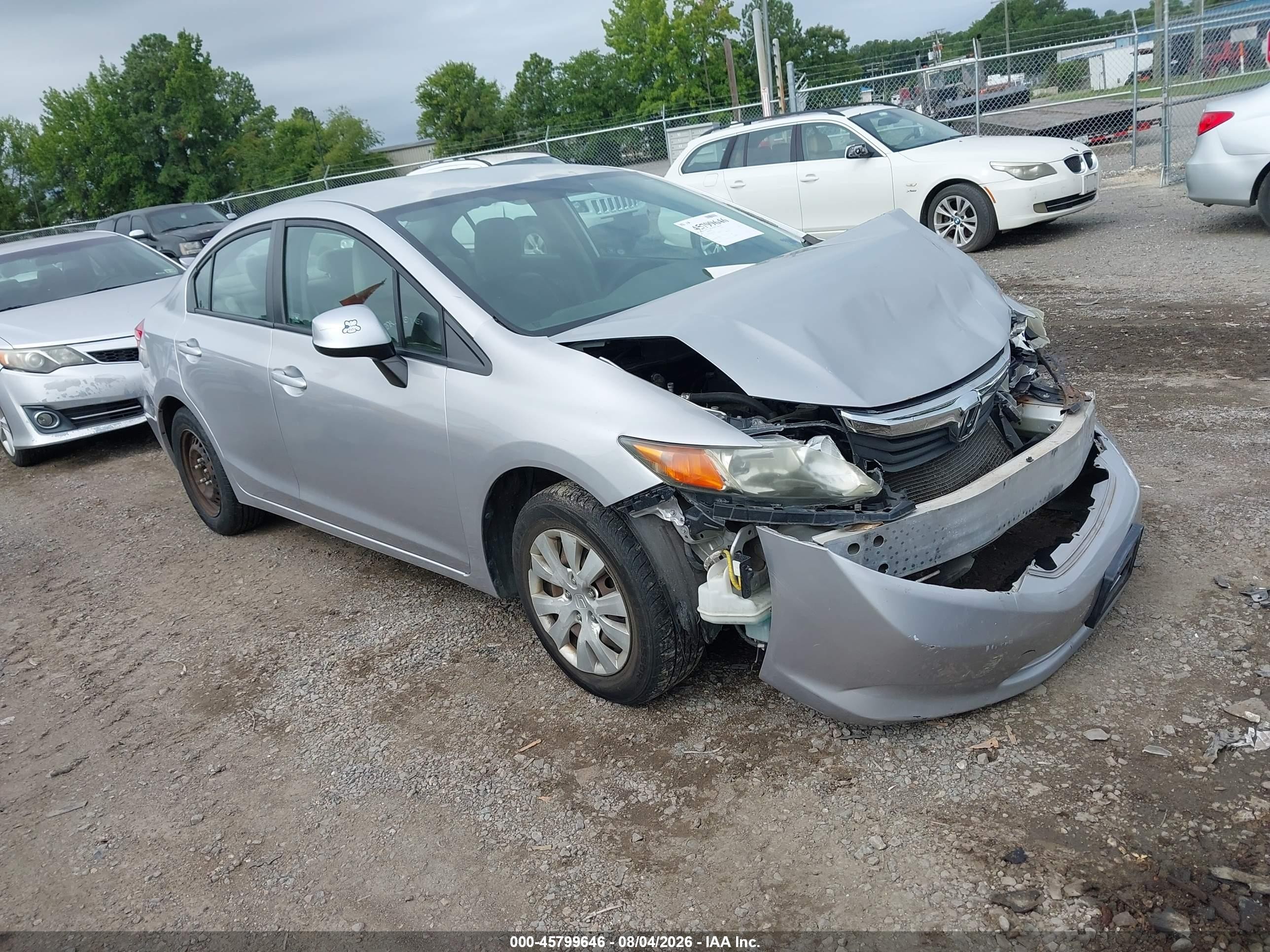2012 Honda Civic Lx Серебряный vin: 2HGFB2F54CH317428