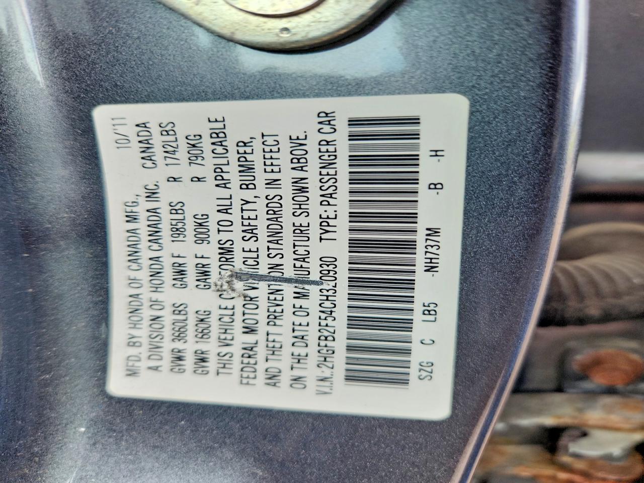 2012 Honda Civic Lx Серый vin: 2HGFB2F54CH320930