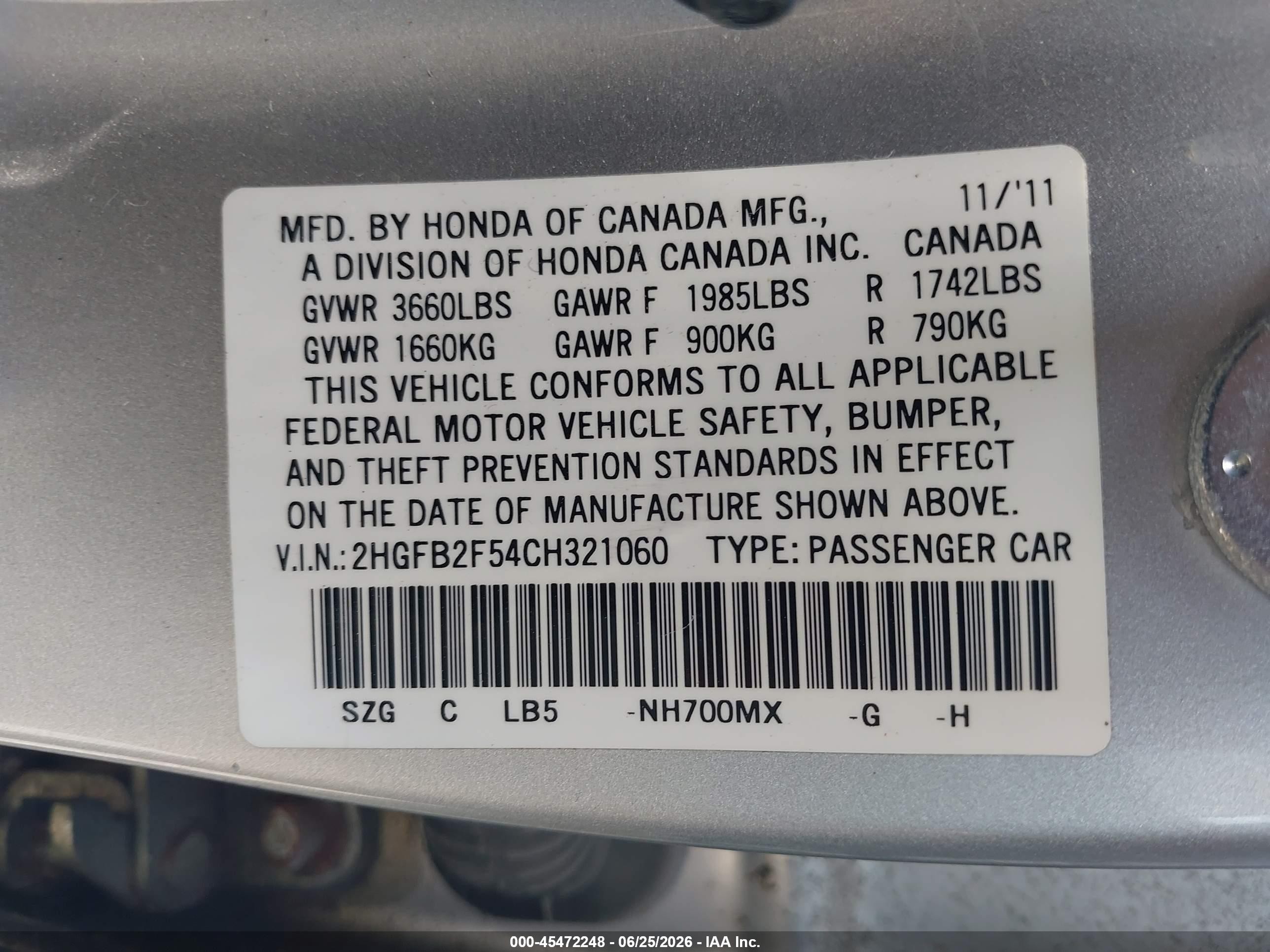 2012 Honda Civic Lx Серебряный vin: 2HGFB2F54CH321060