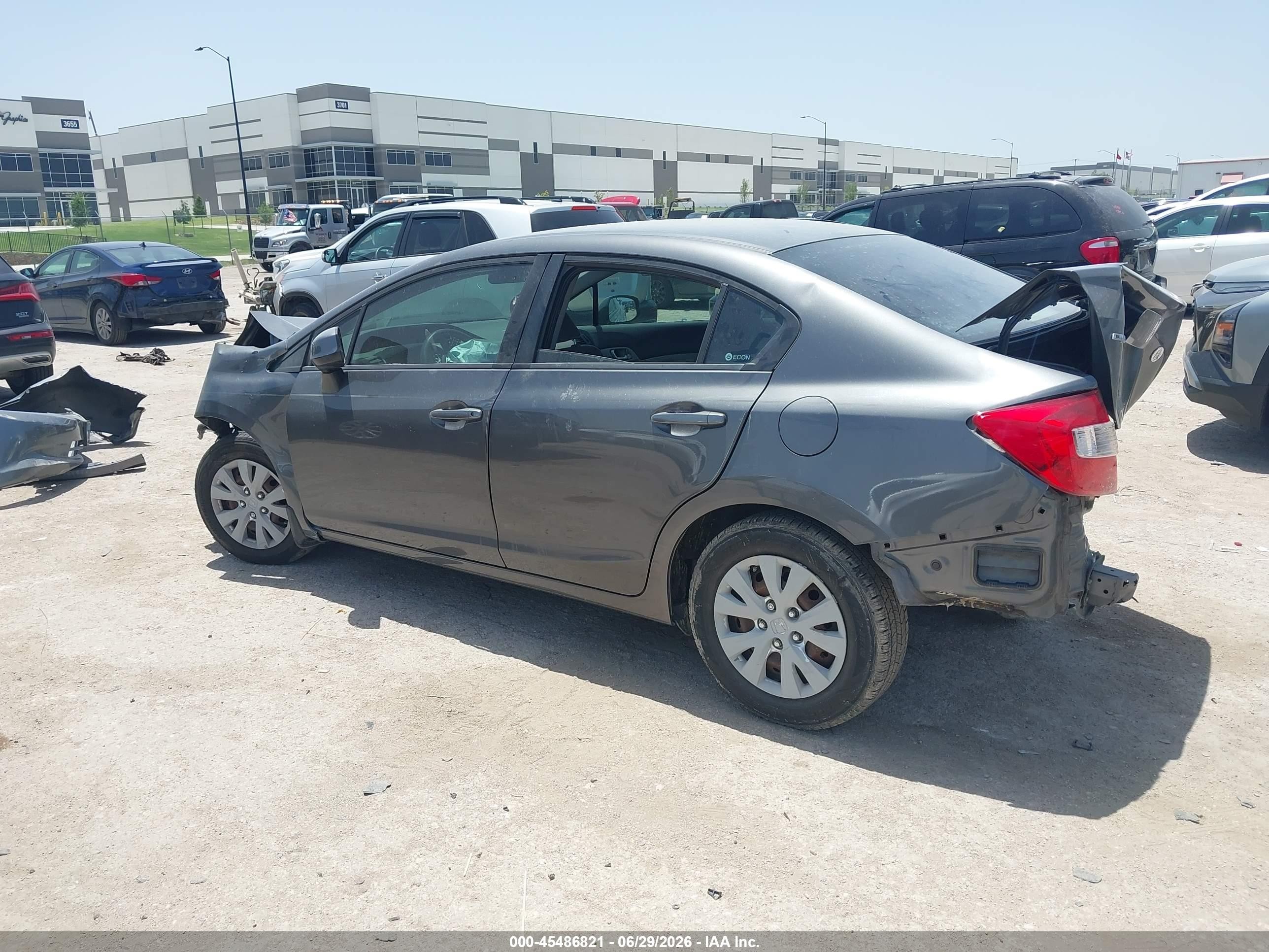 2012 Honda Civic Lx Gray vin: 2HGFB2F54CH334729
