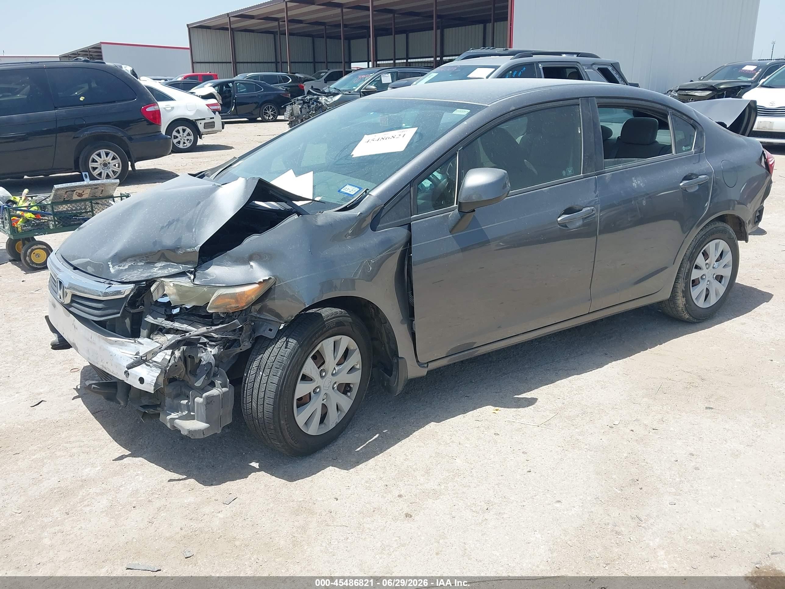 2012 Honda Civic Lx Gray vin: 2HGFB2F54CH334729