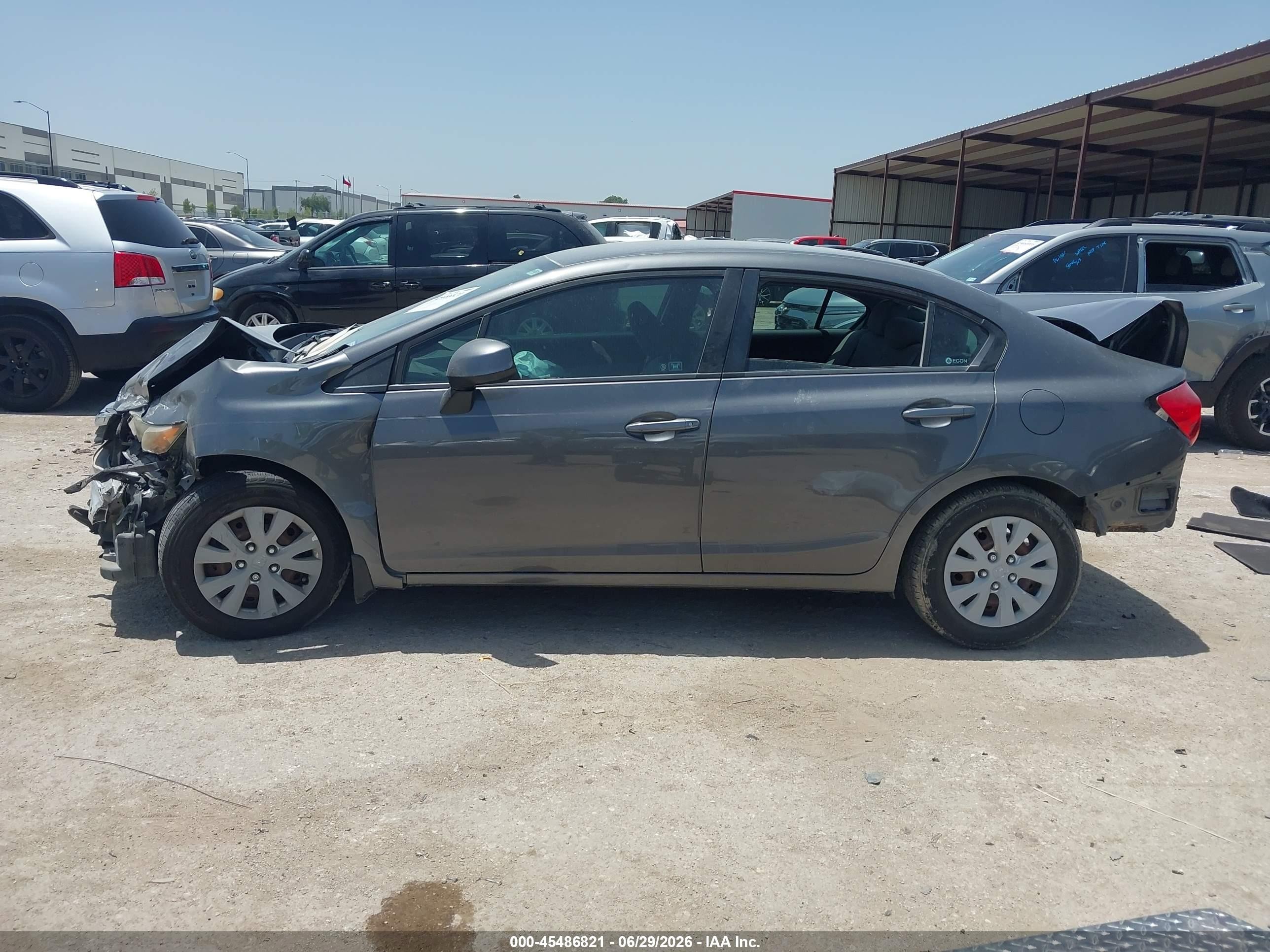 2012 Honda Civic Lx Gray vin: 2HGFB2F54CH334729