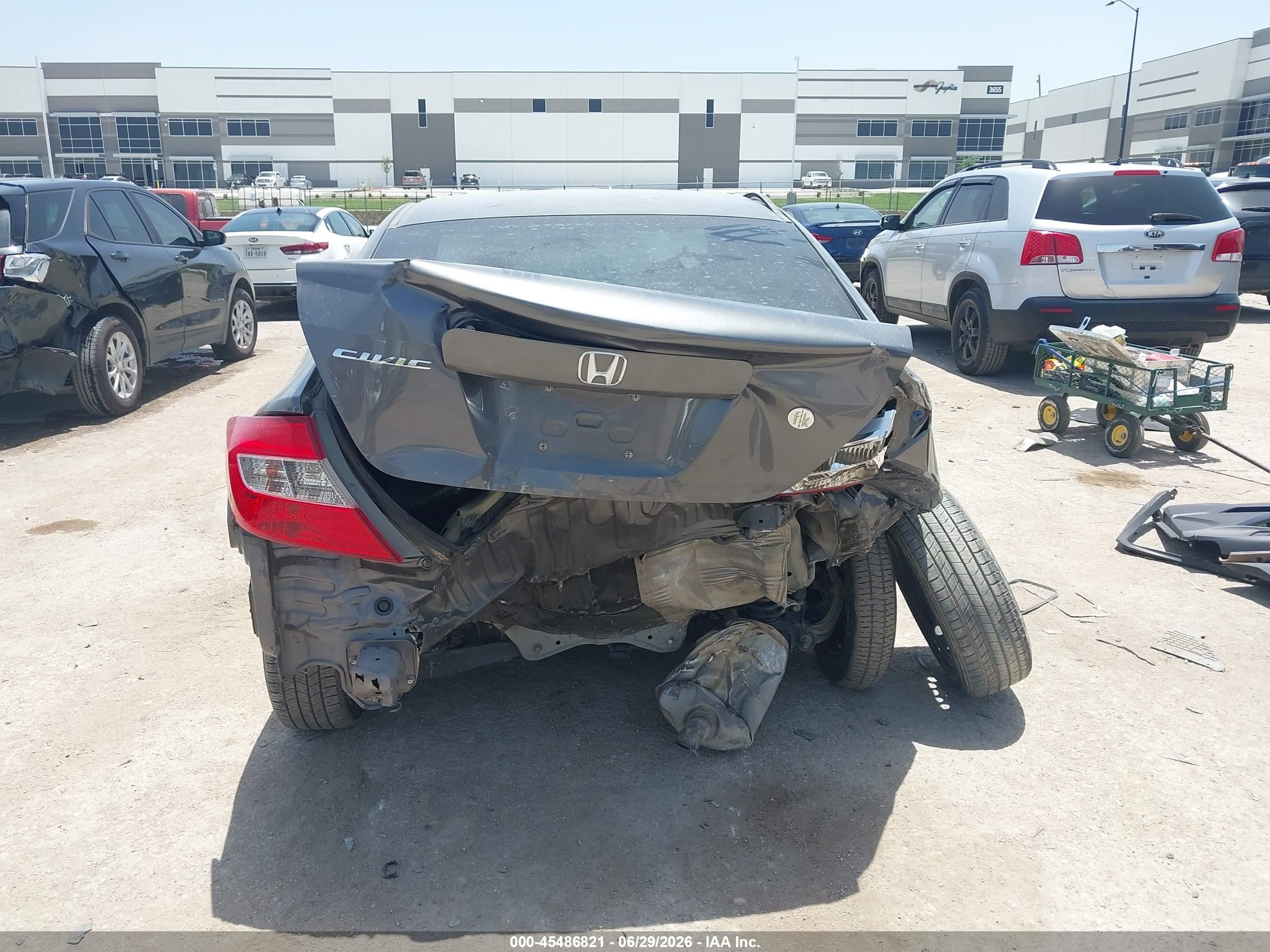 2012 Honda Civic Lx Gray vin: 2HGFB2F54CH334729