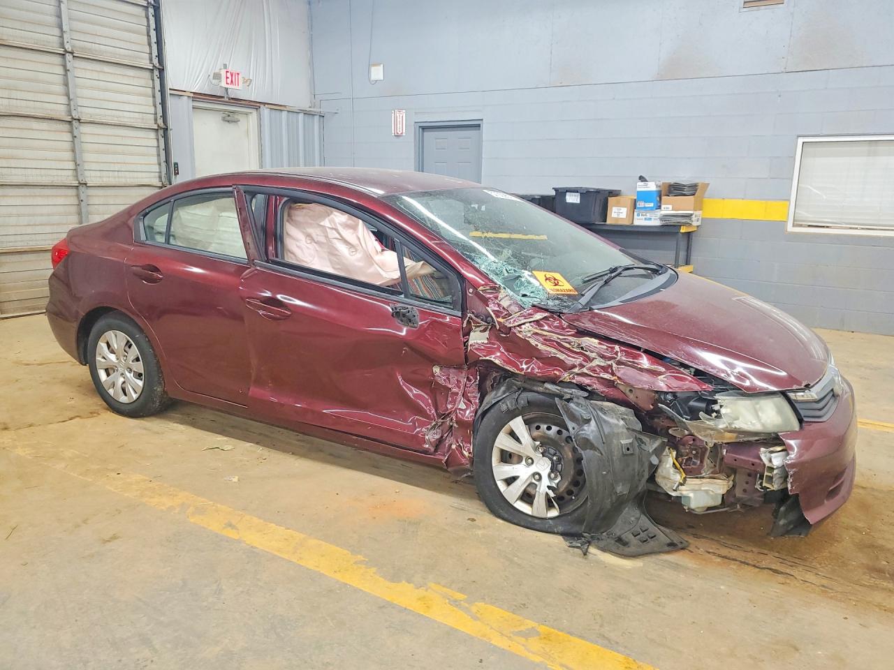 2012 Honda Civic Lx Burgundy vin: 2HGFB2F54CH501297