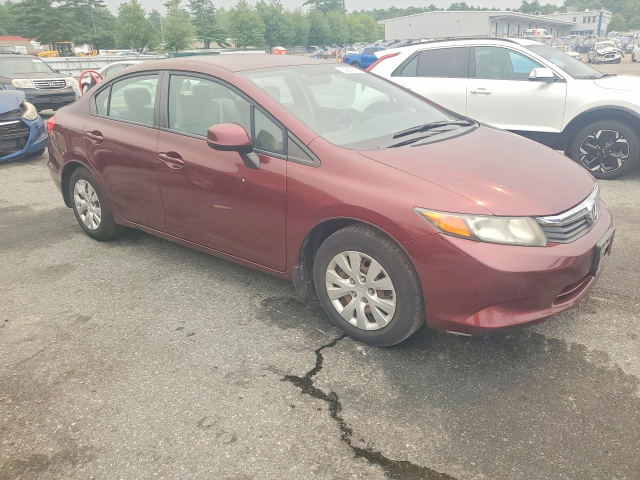2012 Honda Civic Lx Burgundy vin: 2HGFB2F54CH512638