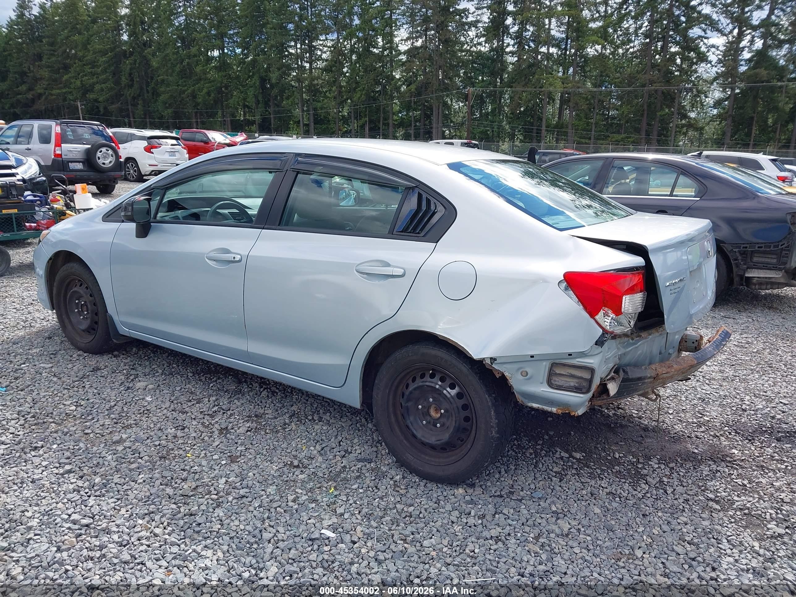 2012 Honda Civic Lx Light Blue vin: 2HGFB2F54CH523025