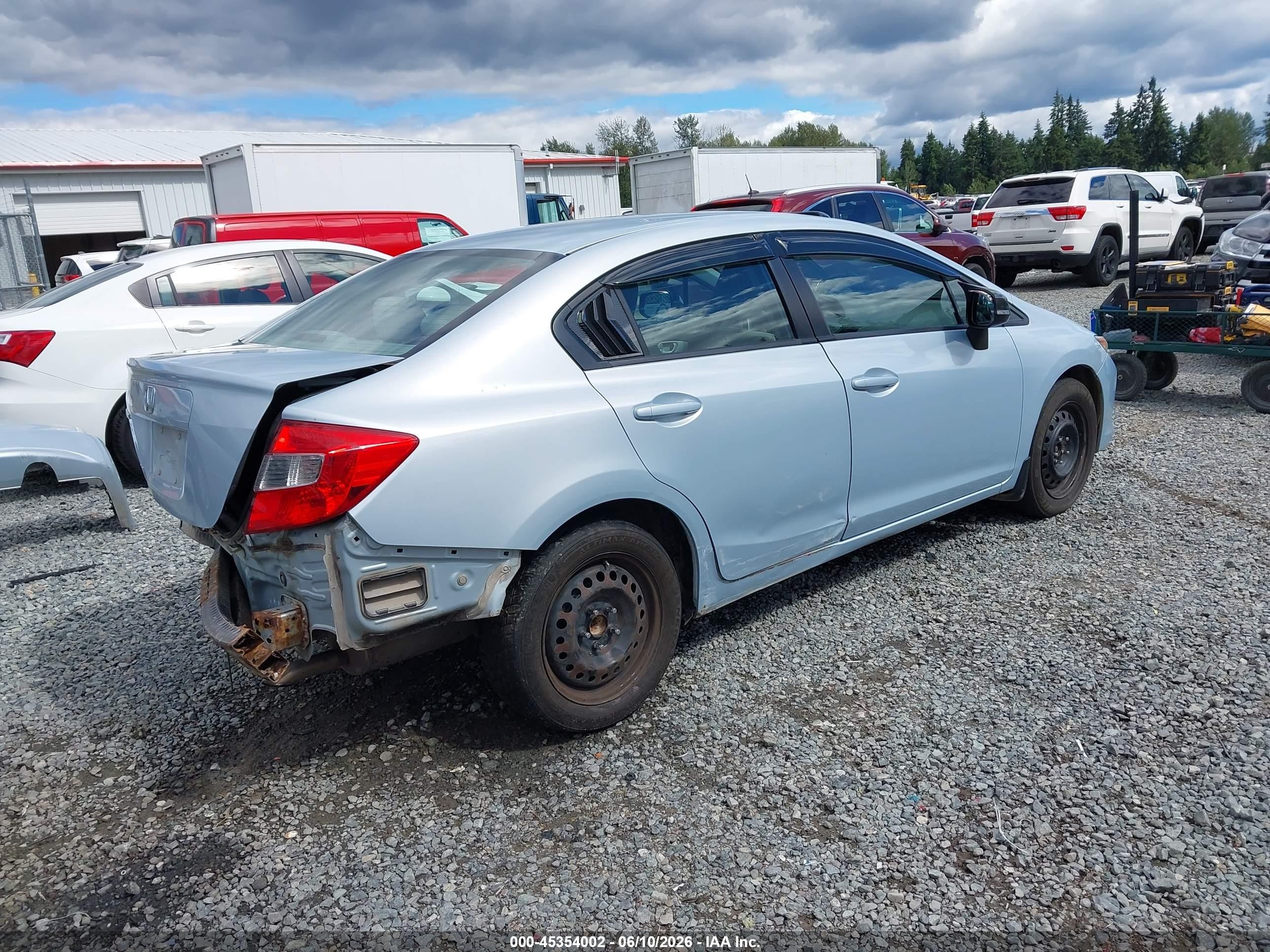 2012 Honda Civic Lx Light Blue vin: 2HGFB2F54CH523025