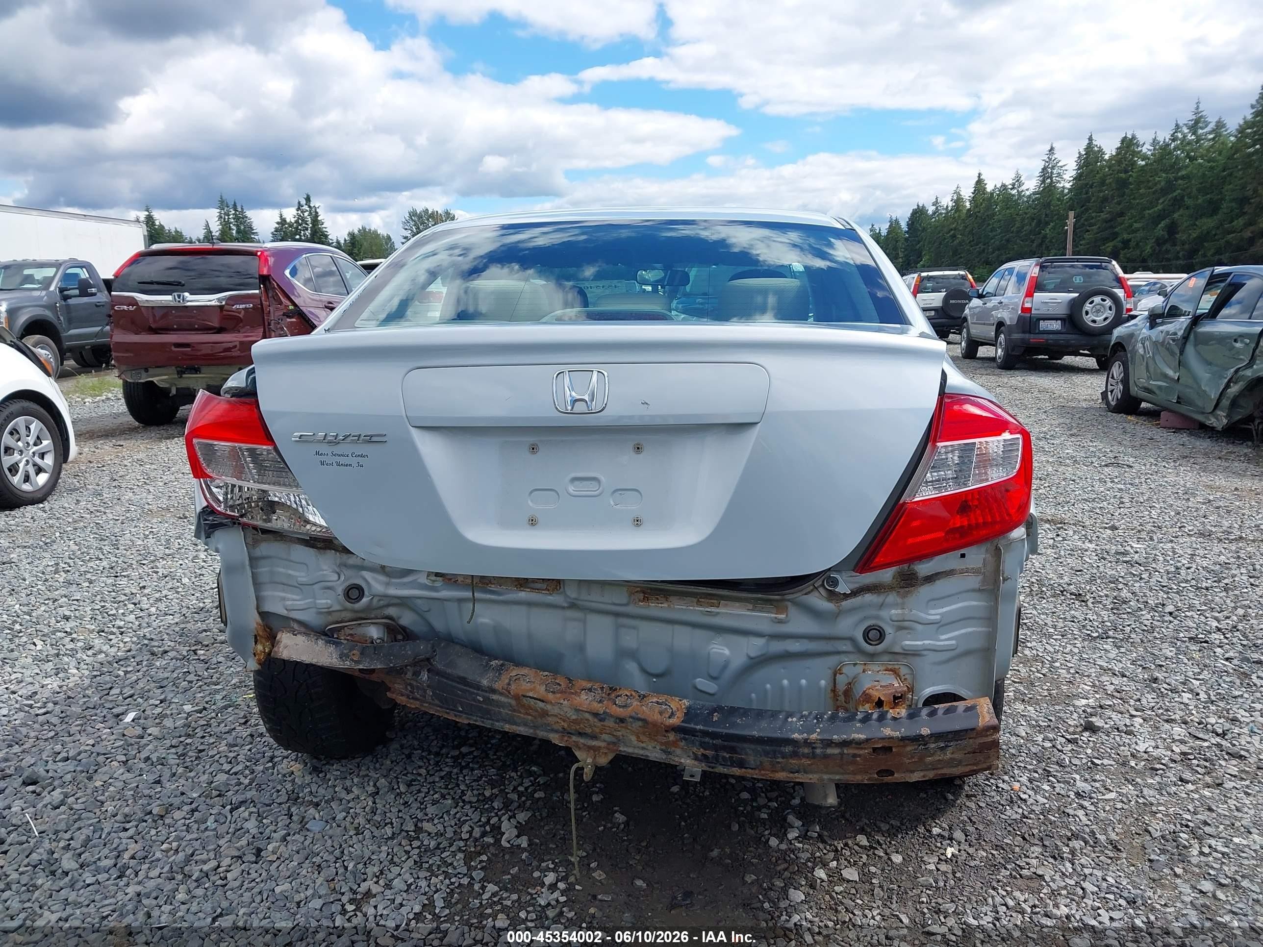 2012 Honda Civic Lx Light Blue vin: 2HGFB2F54CH523025