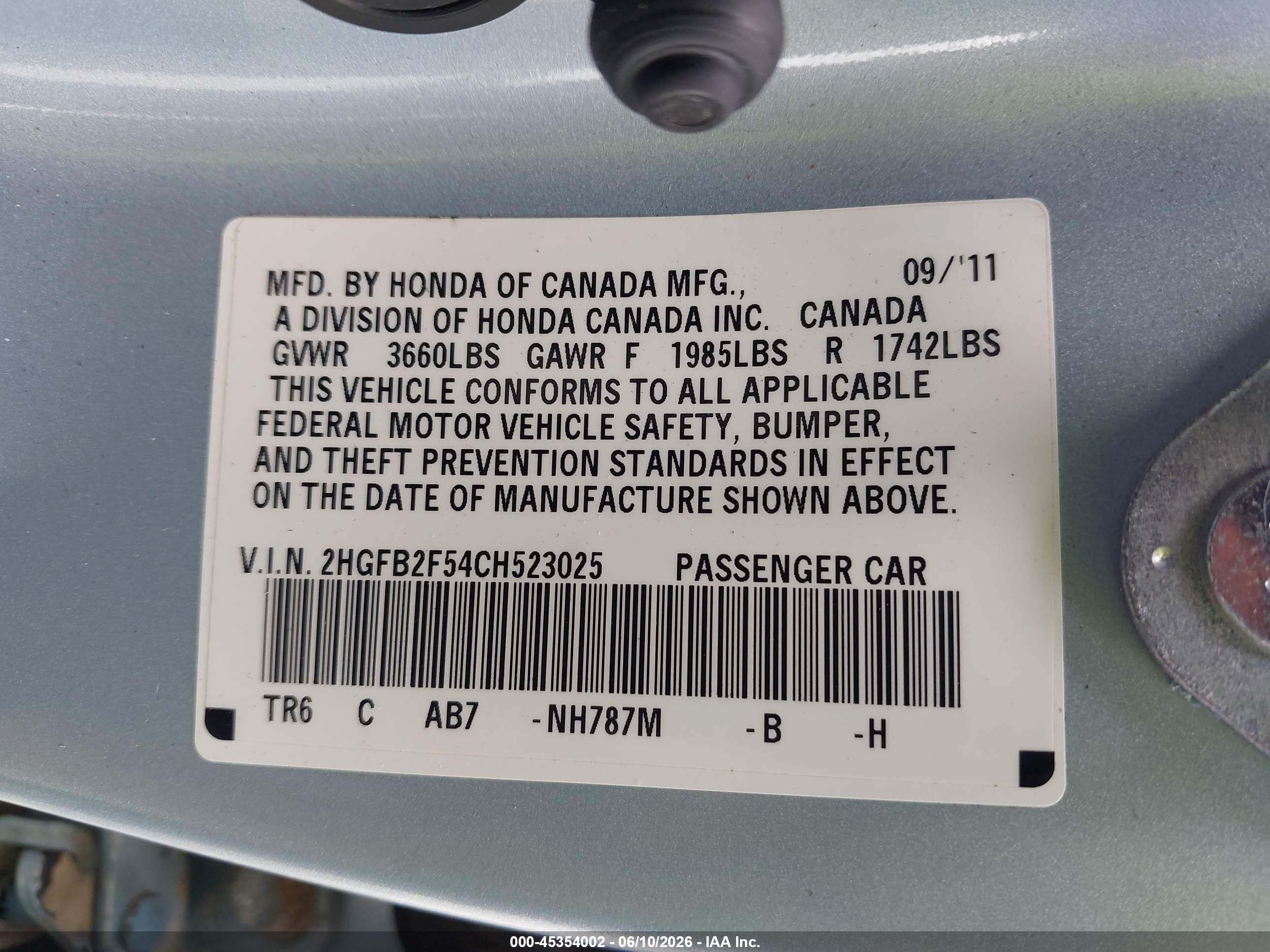 2012 Honda Civic Lx Light Blue vin: 2HGFB2F54CH523025
