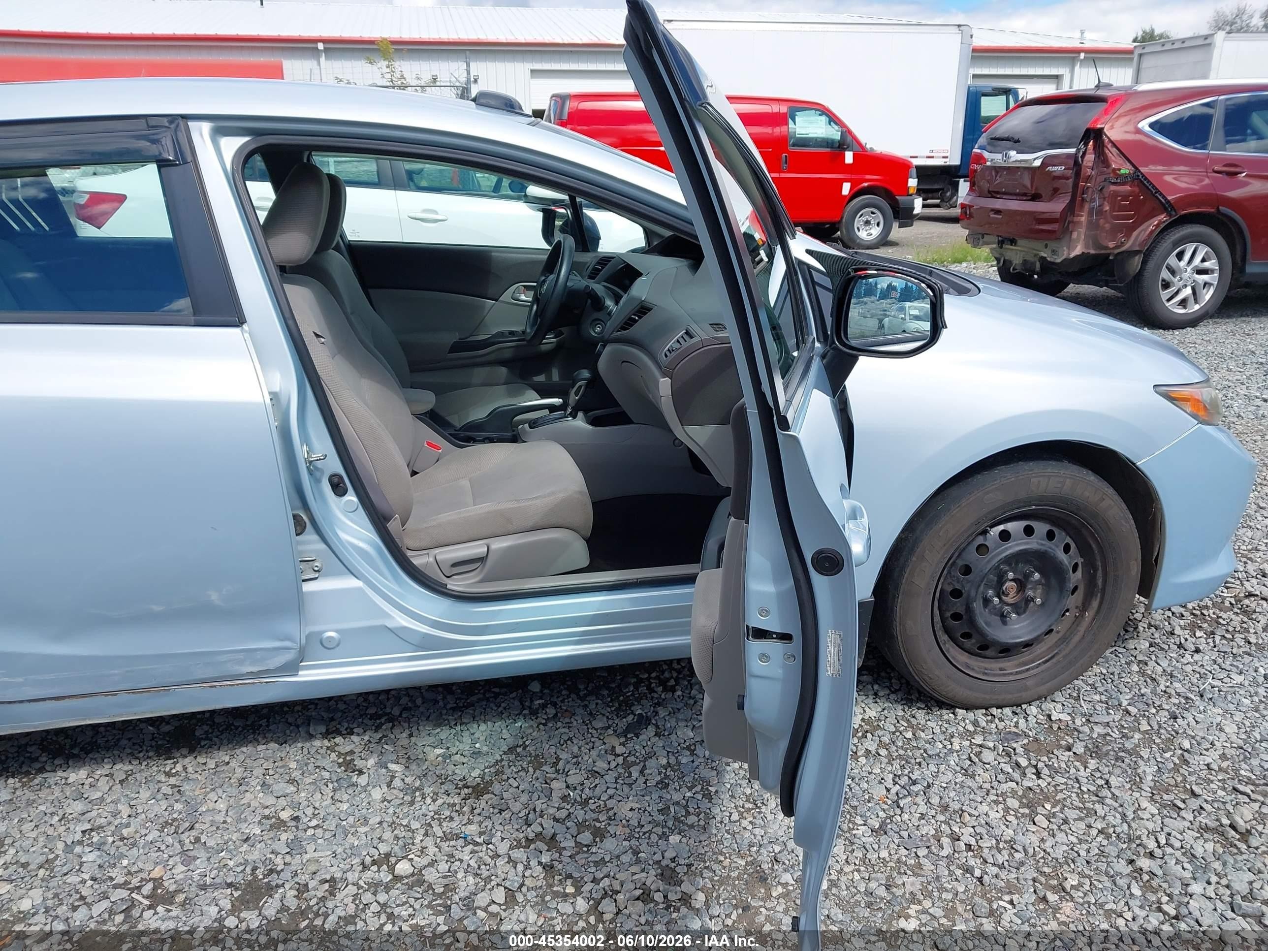2012 Honda Civic Lx Light Blue vin: 2HGFB2F54CH523025