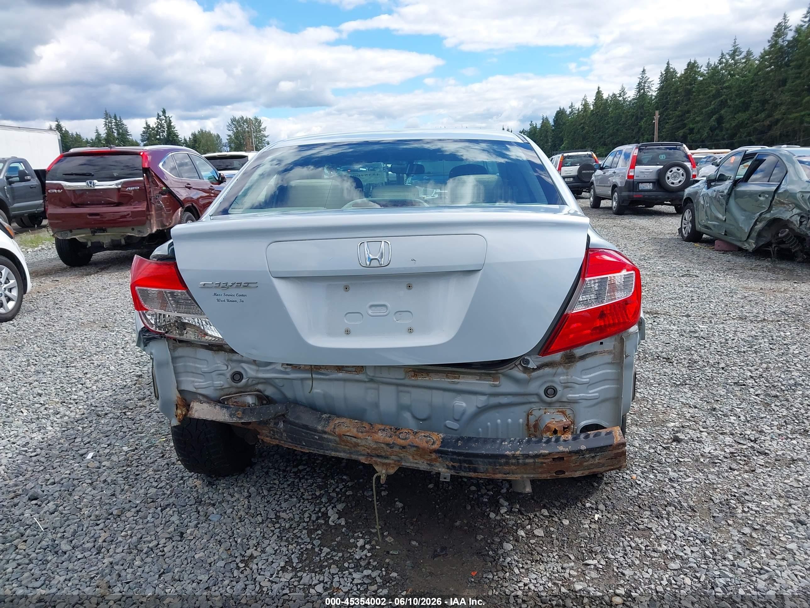 2012 Honda Civic Lx Light Blue vin: 2HGFB2F54CH523025