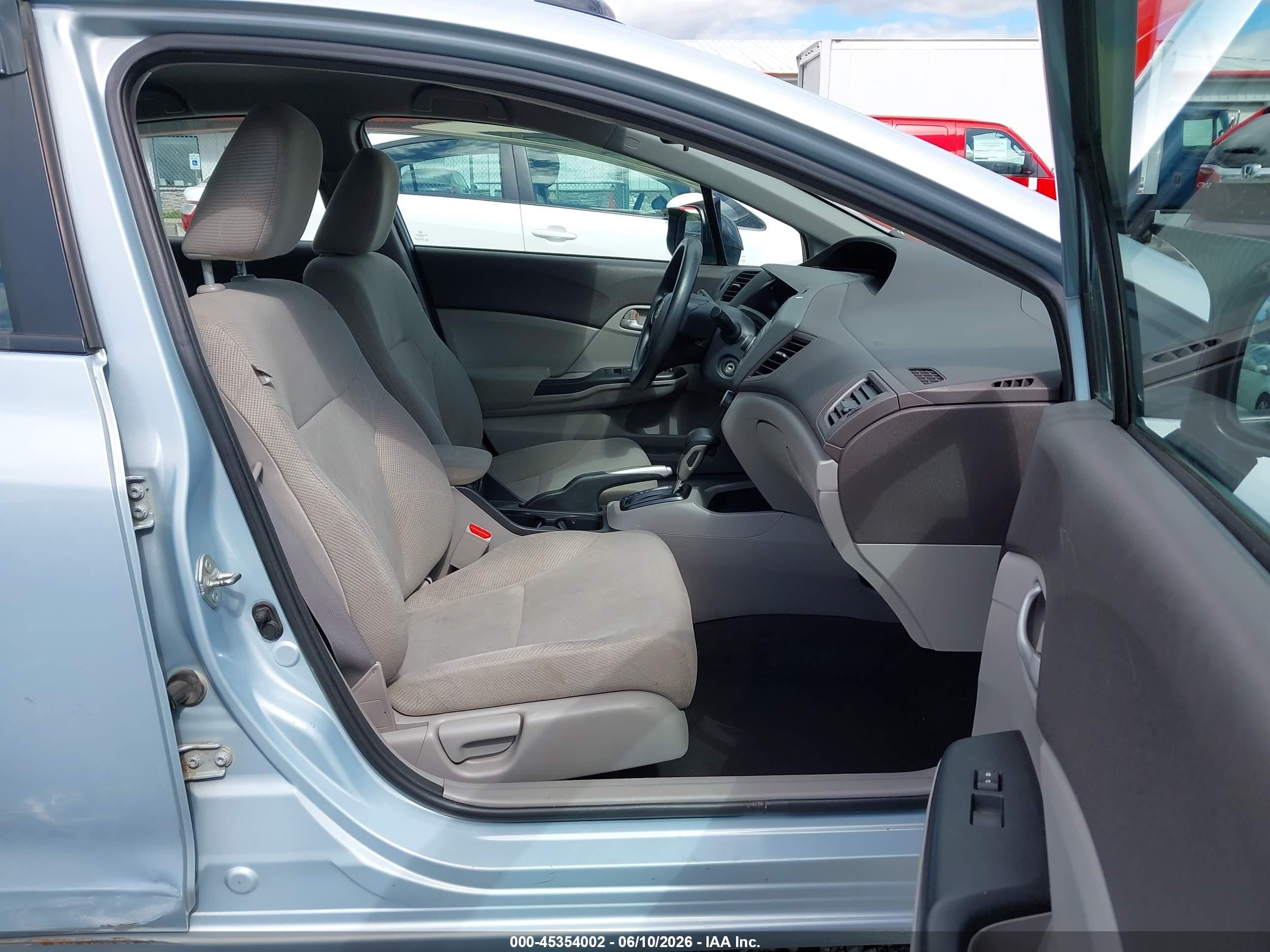 2012 Honda Civic Lx Light Blue vin: 2HGFB2F54CH523025