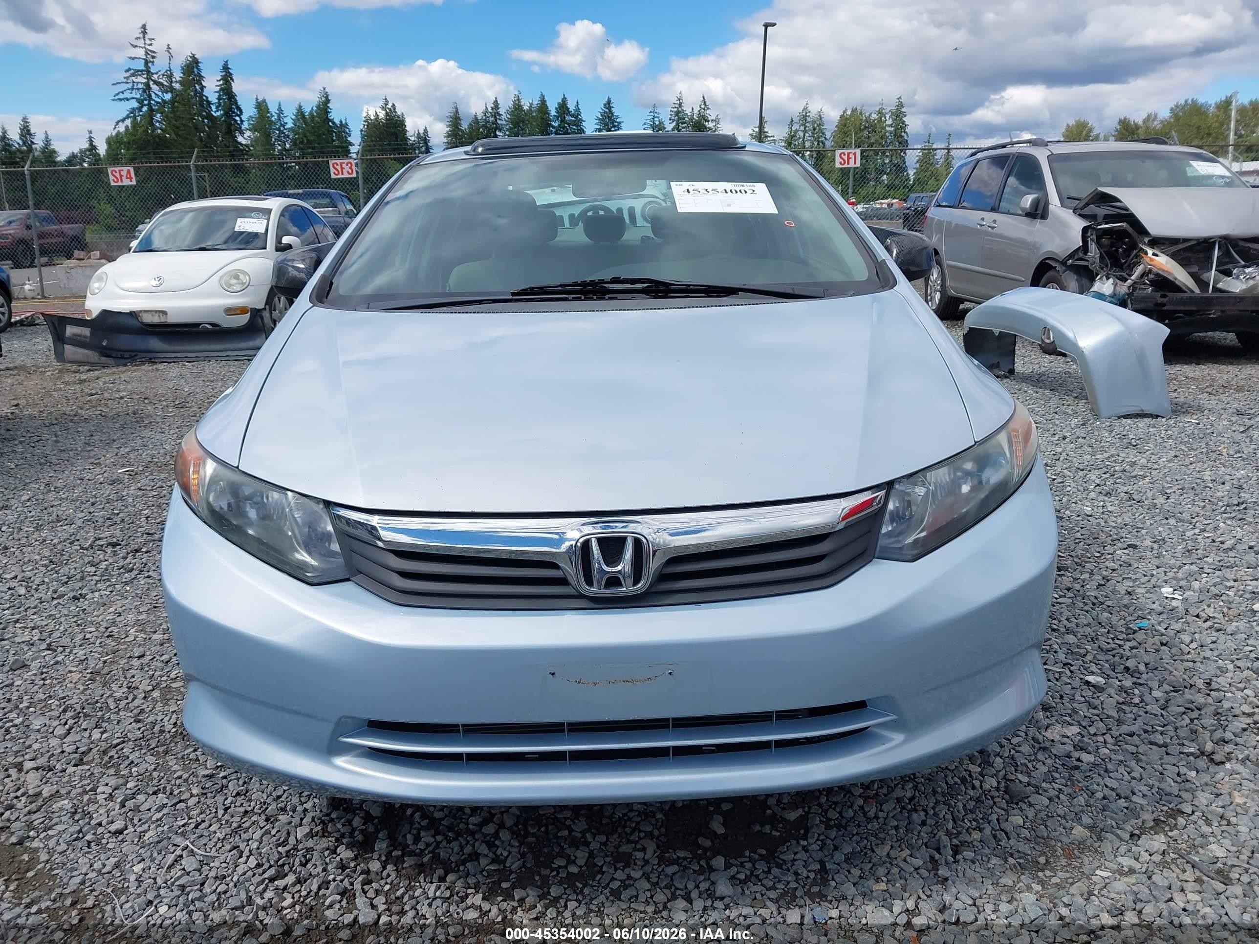 2012 Honda Civic Lx Light Blue vin: 2HGFB2F54CH523025
