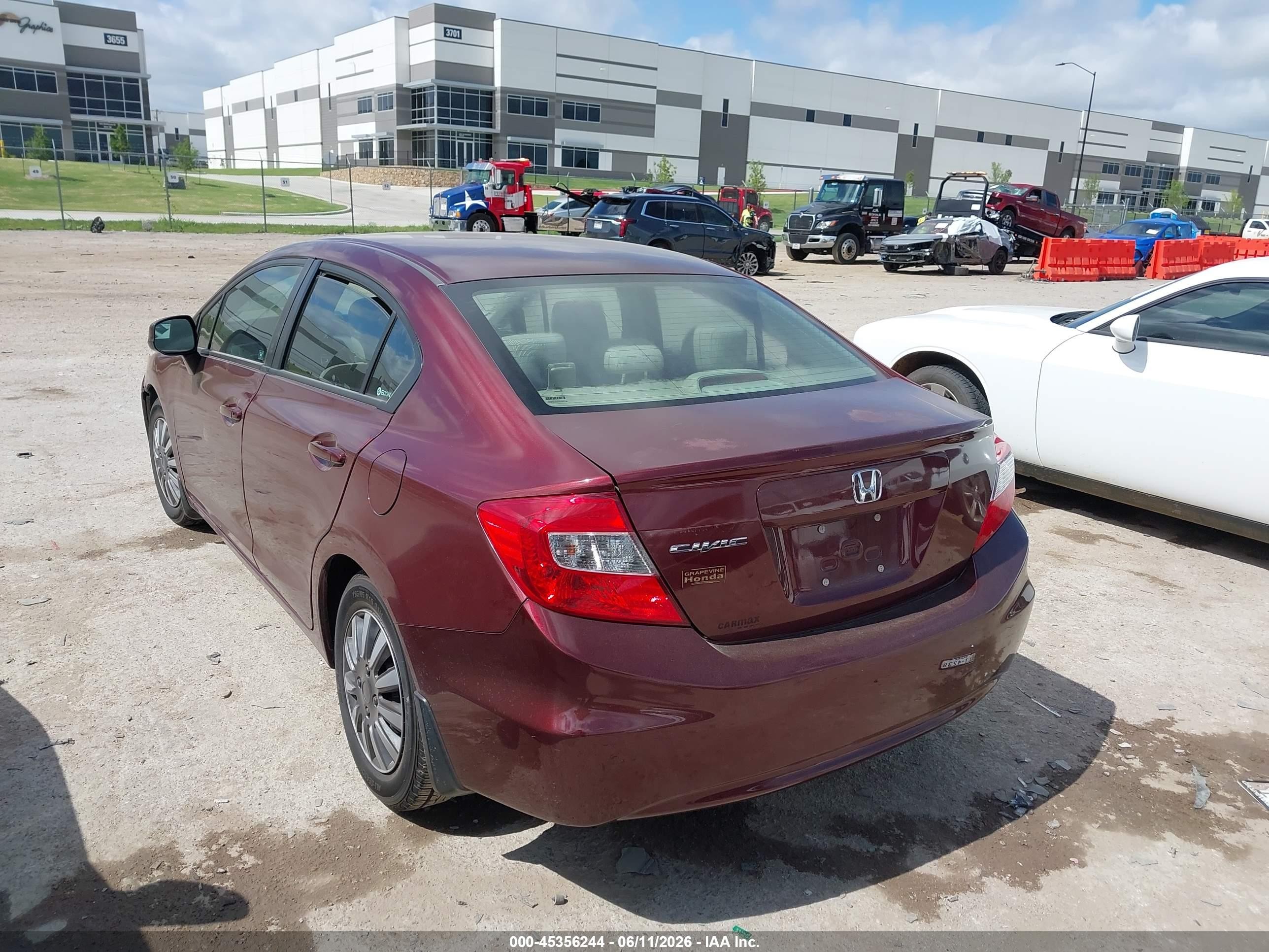 2012 Honda Civic Lx Maroon vin: 2HGFB2F54CH540861