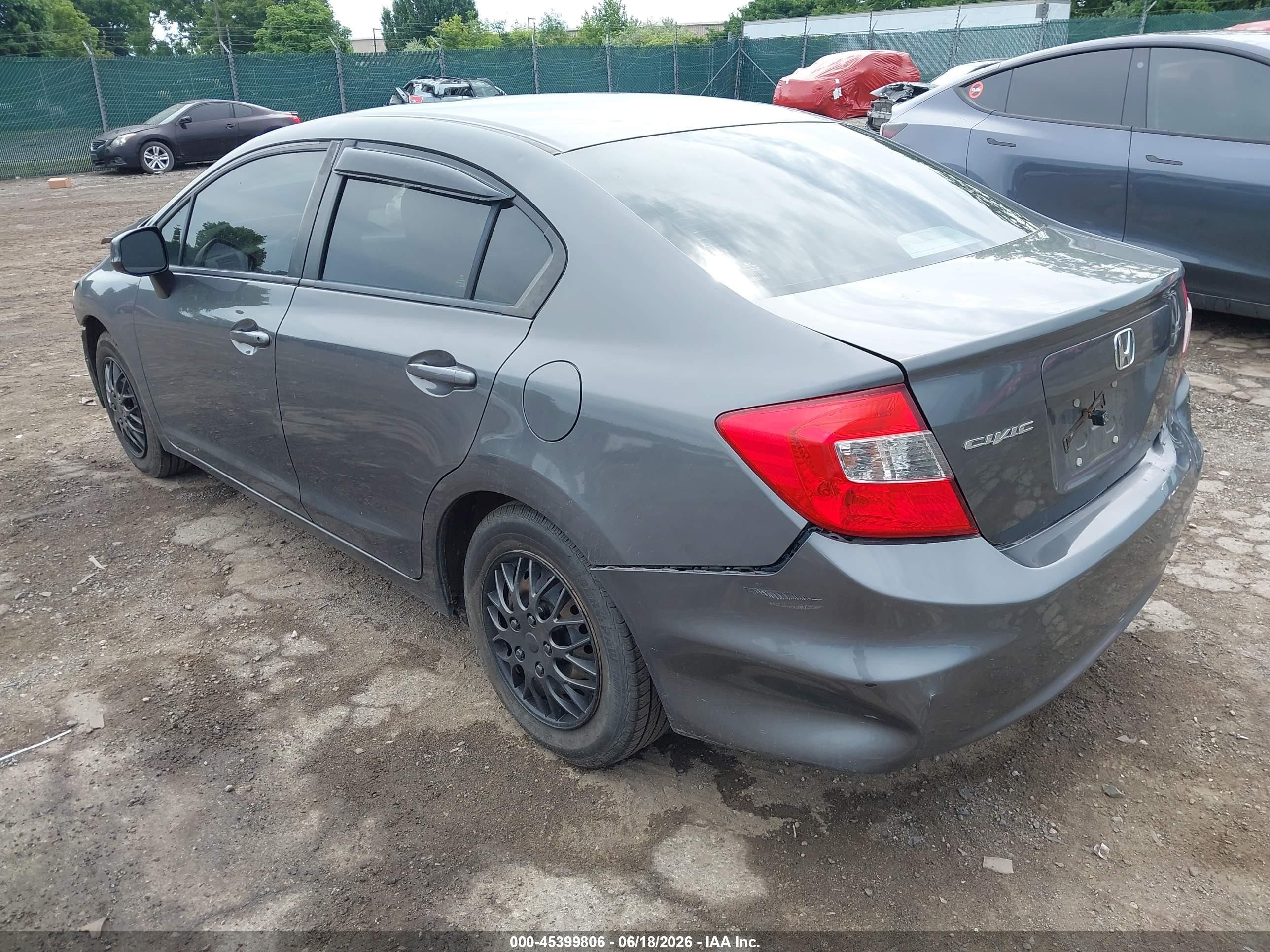 2012 Honda Civic Lx Серый vin: 2HGFB2F54CH546014
