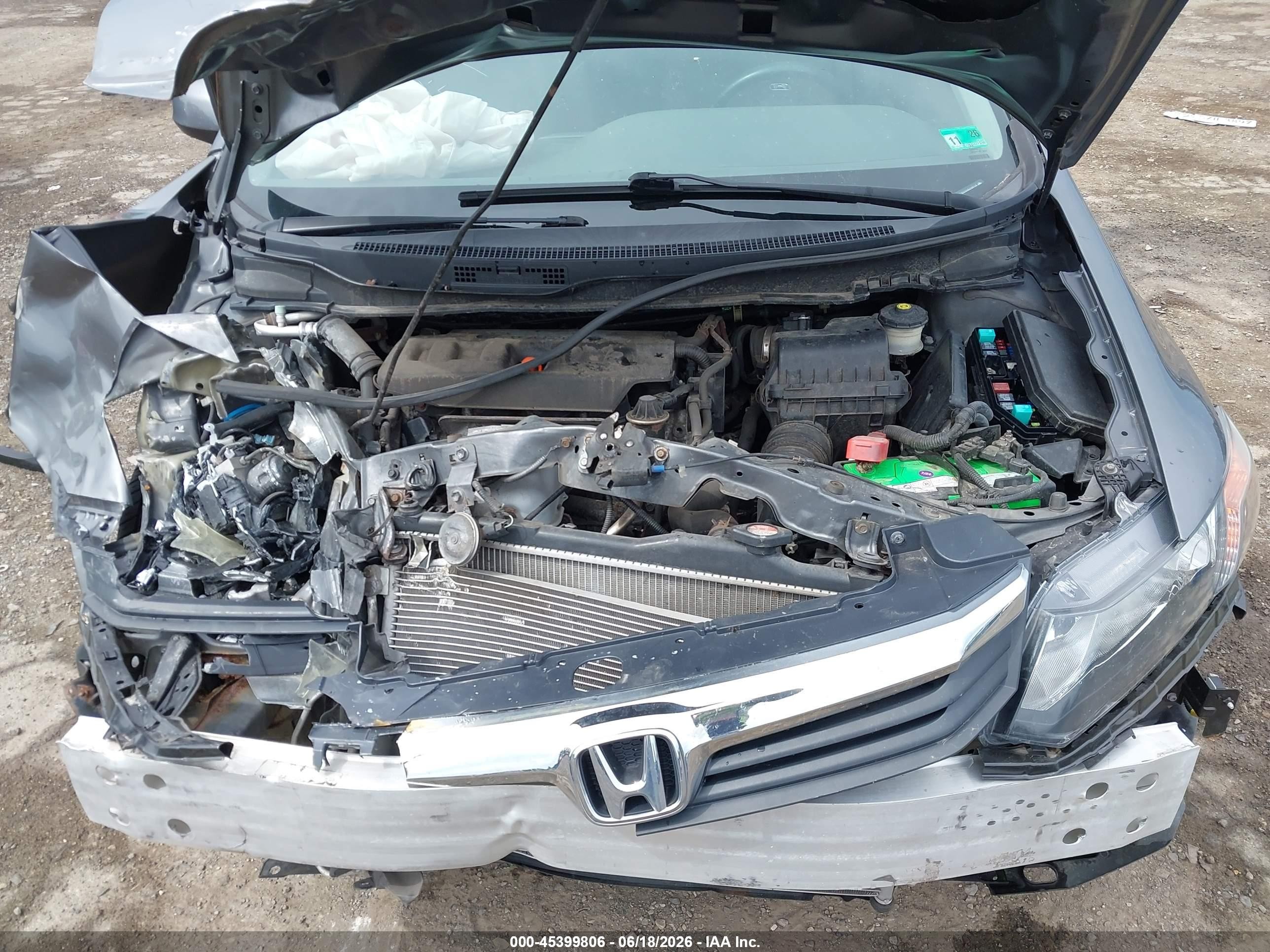 2012 Honda Civic Lx Серый vin: 2HGFB2F54CH546014