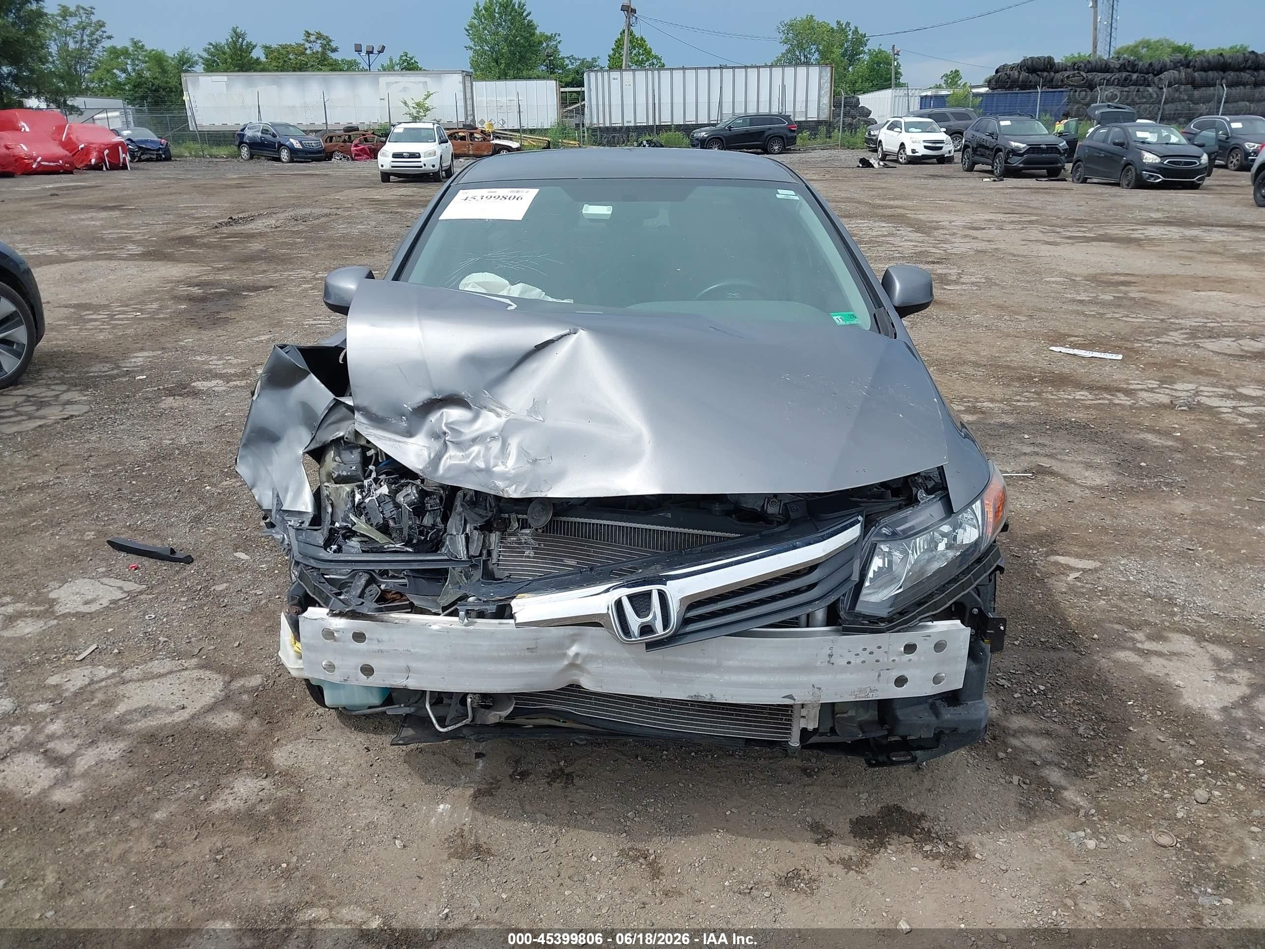 2012 Honda Civic Lx Серый vin: 2HGFB2F54CH546014