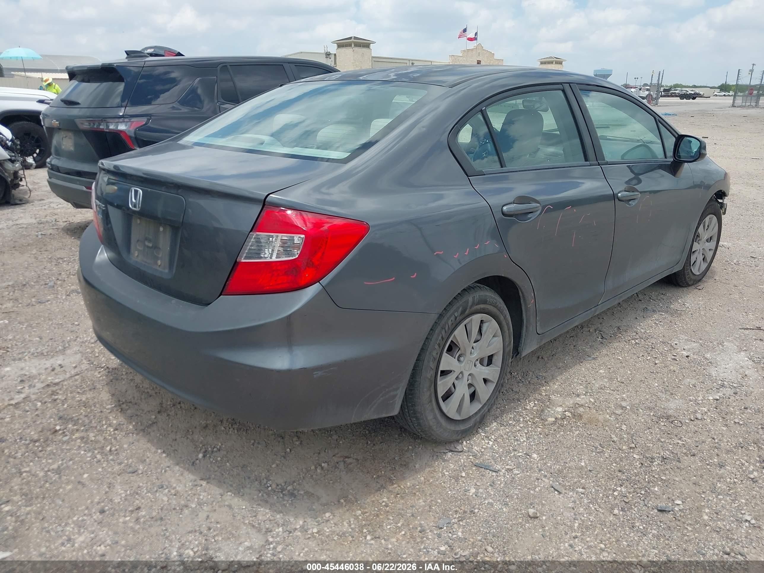2012 Honda Civic Lx Gray vin: 2HGFB2F54CH560706