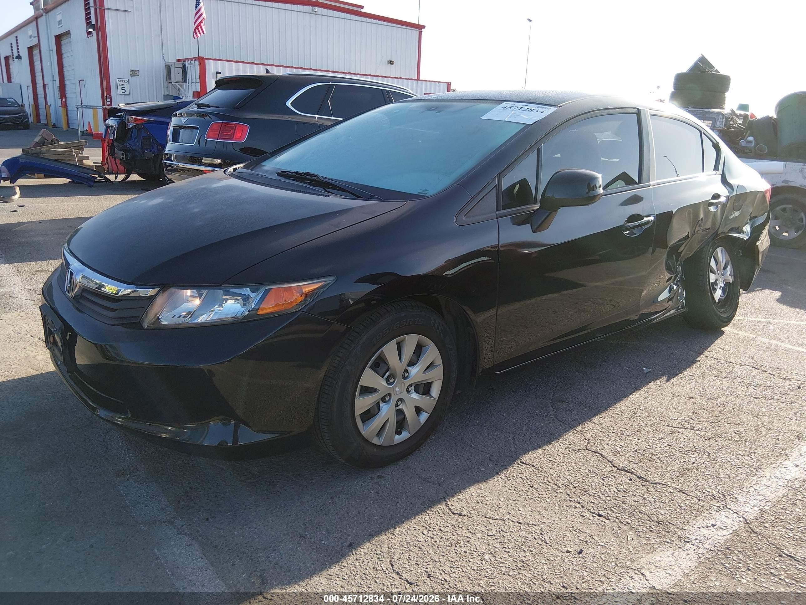 2012 Honda Civic Lx Black vin: 2HGFB2F54CH566957