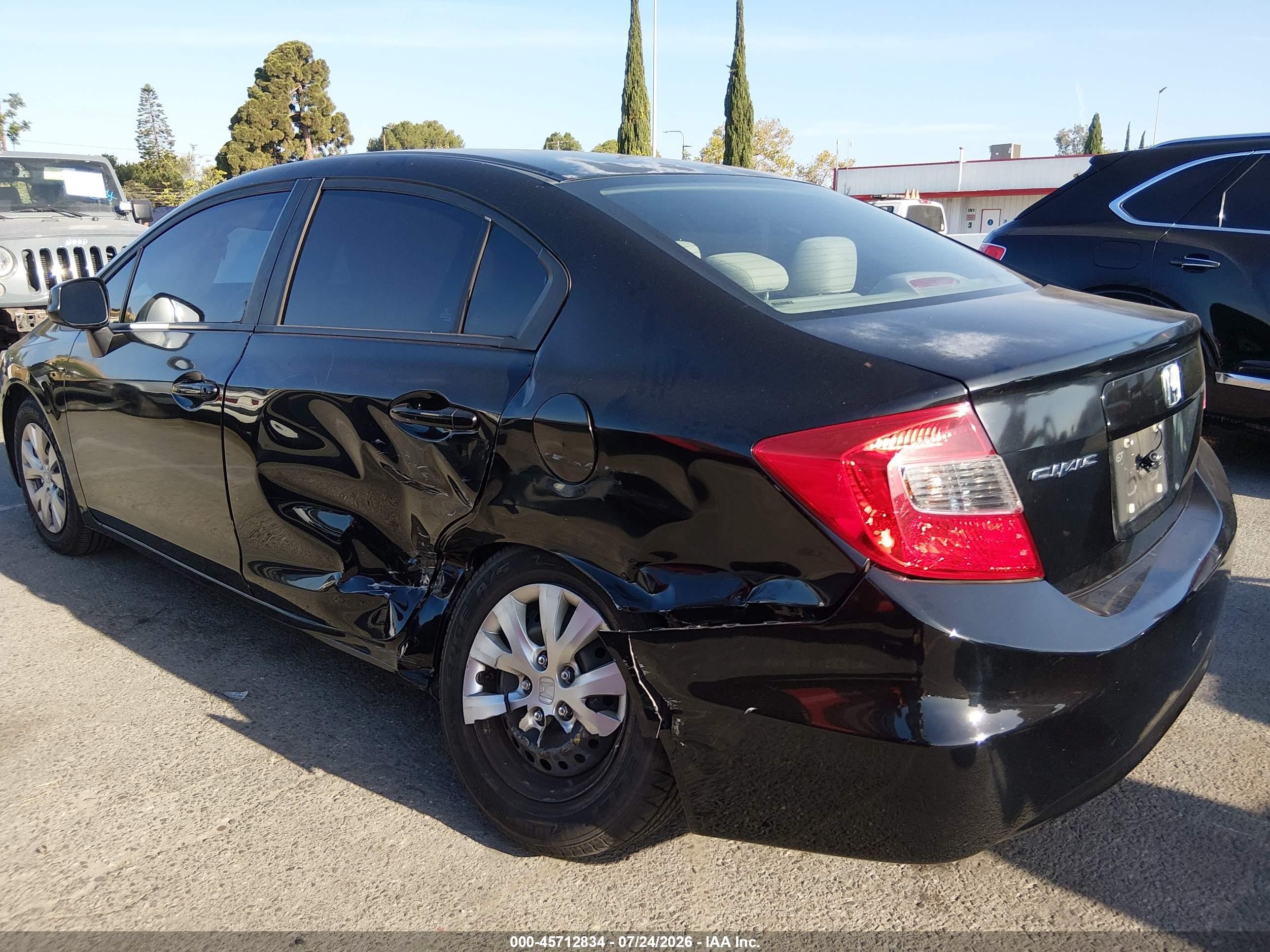 2012 Honda Civic Lx Black vin: 2HGFB2F54CH566957