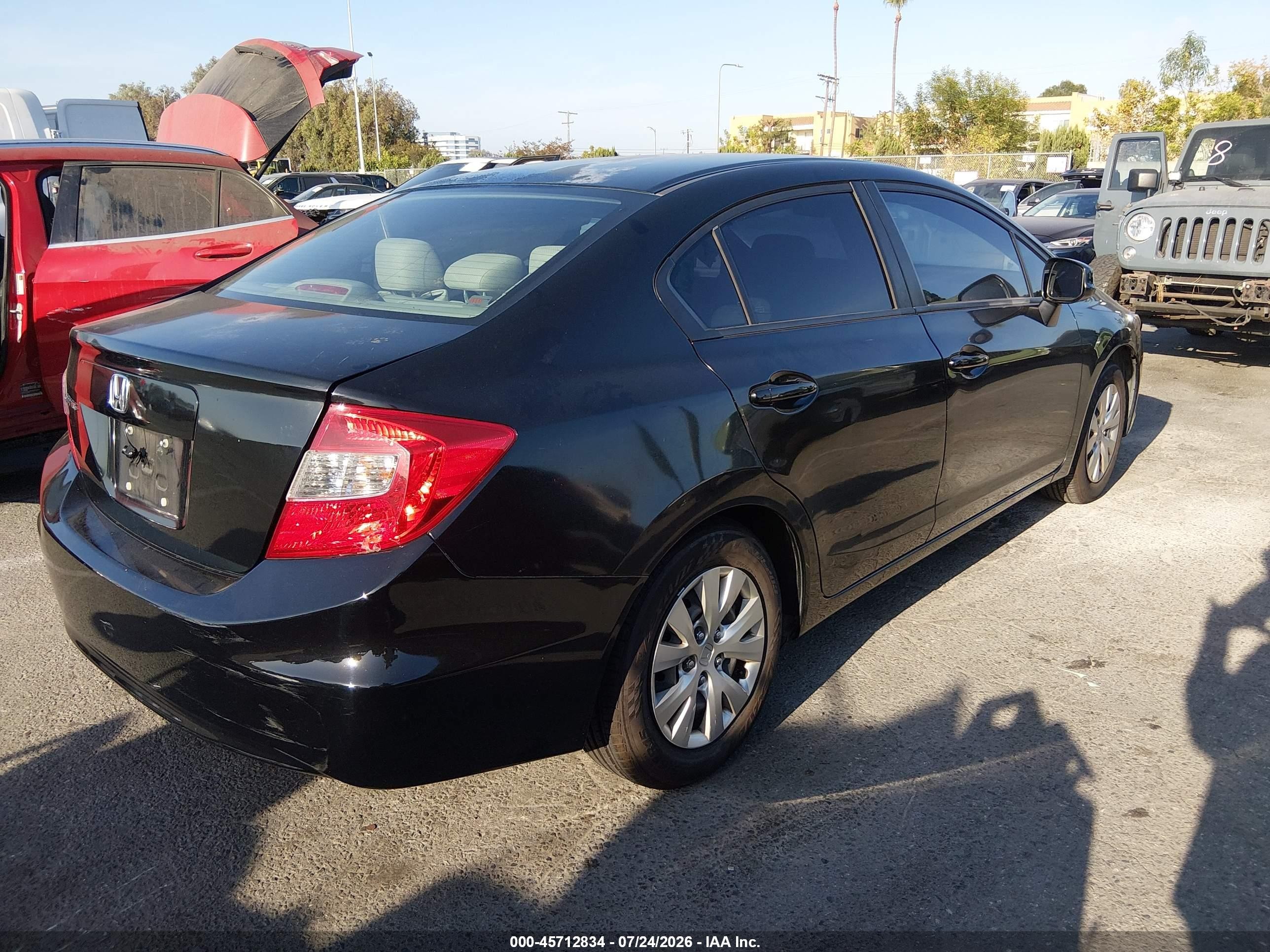 2012 Honda Civic Lx Black vin: 2HGFB2F54CH566957