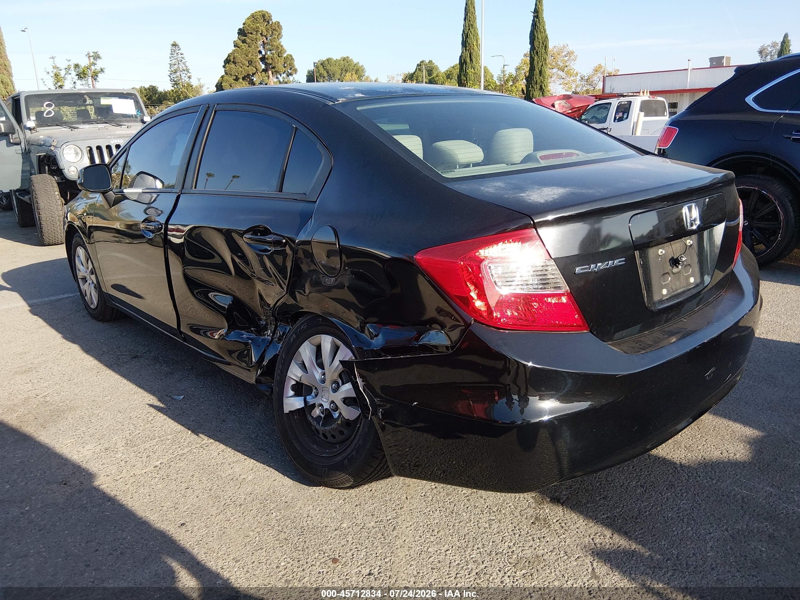 2012 Honda Civic Lx Black vin: 2HGFB2F54CH566957