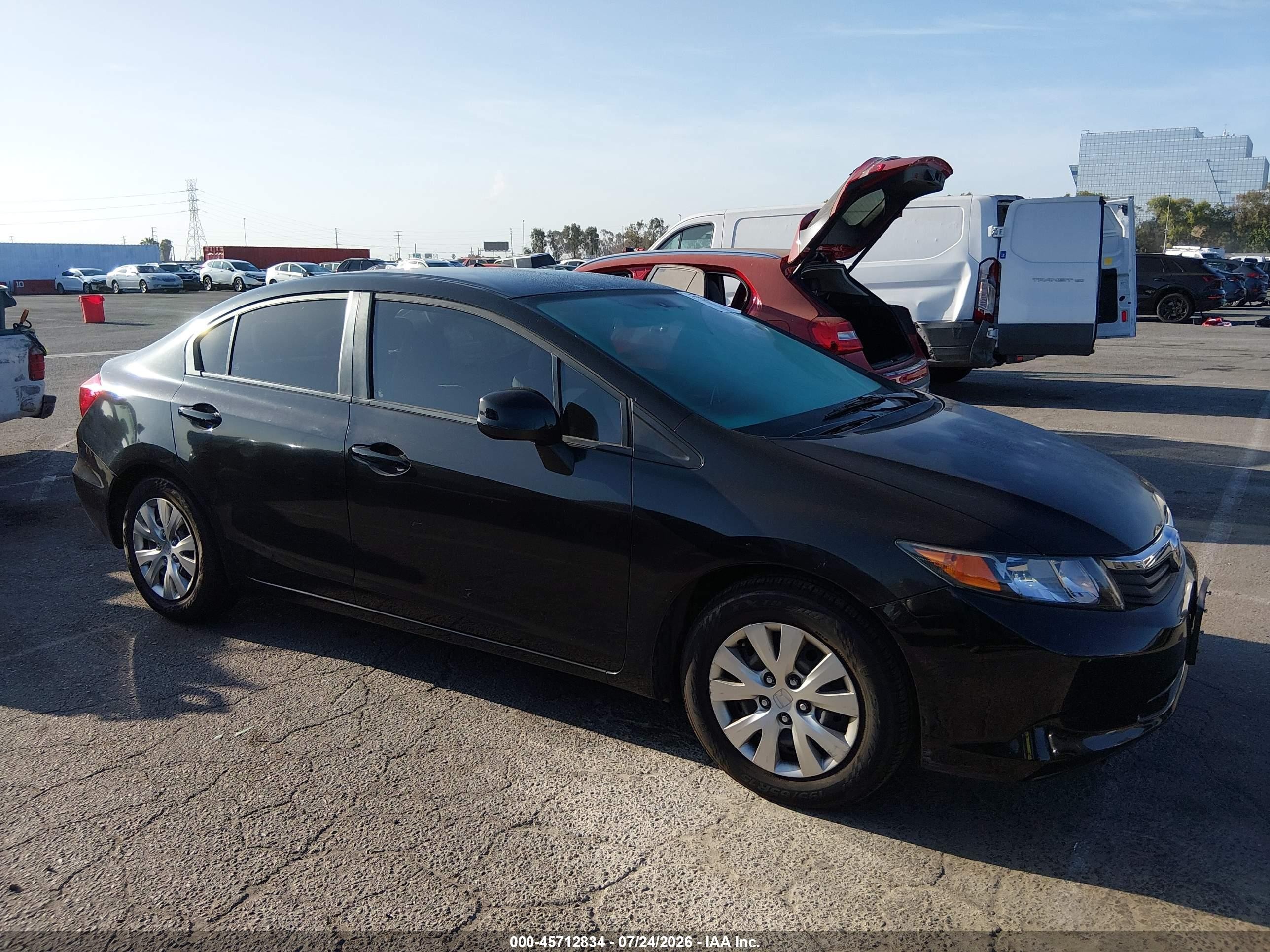 2012 Honda Civic Lx Black vin: 2HGFB2F54CH566957