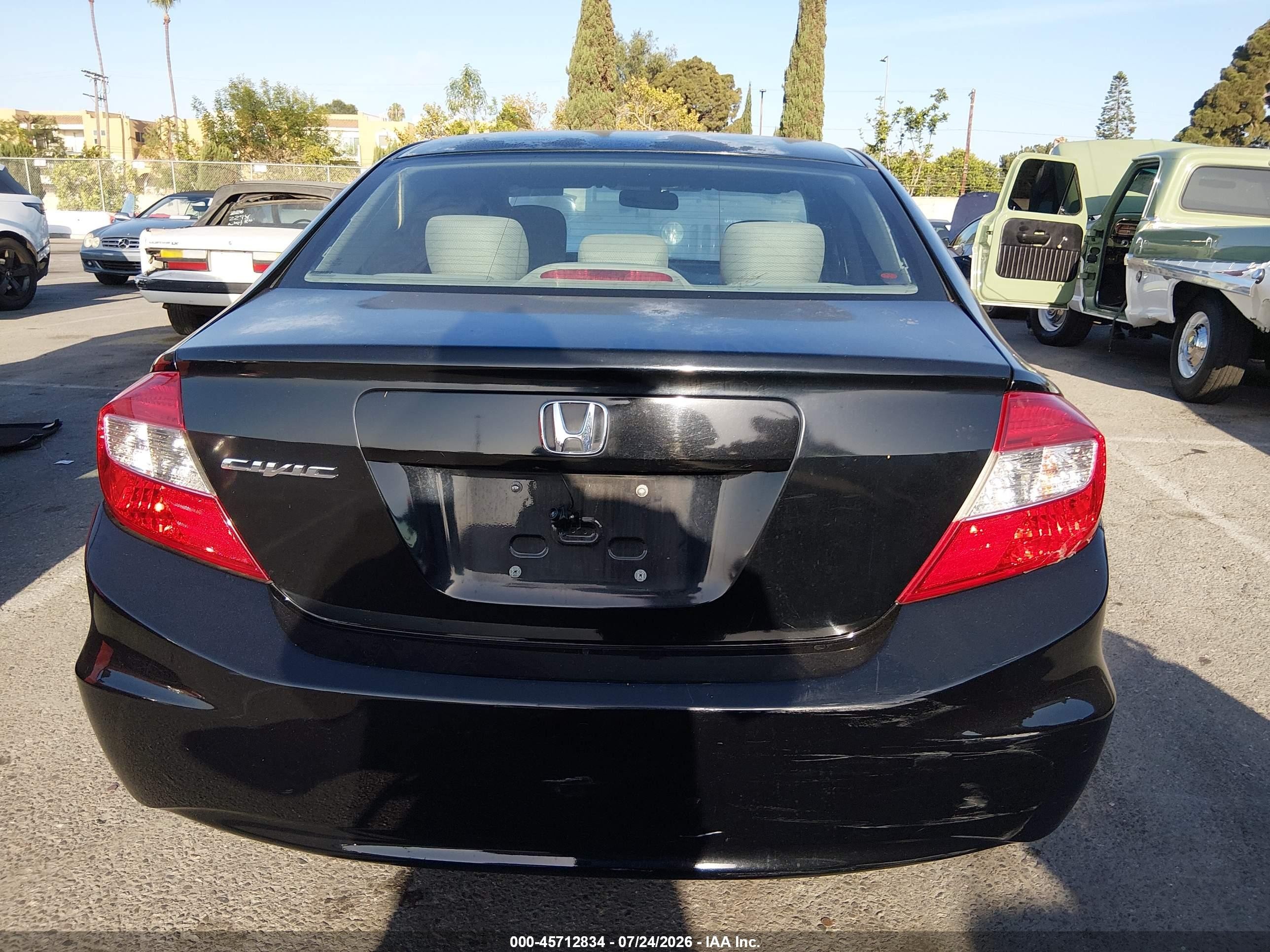2012 Honda Civic Lx Black vin: 2HGFB2F54CH566957