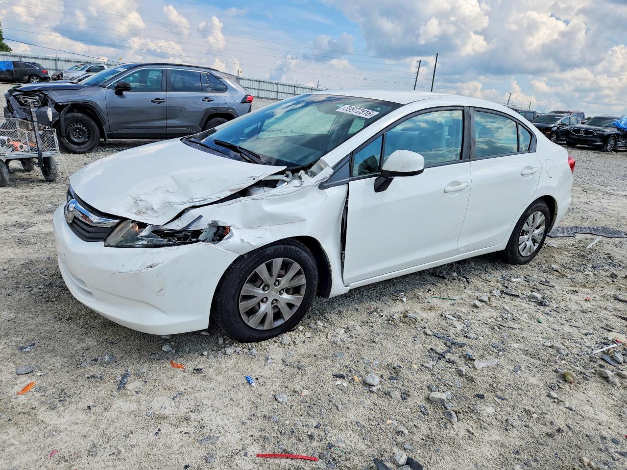 2012 Honda Civic Lx White vin: 2HGFB2F54CH581331