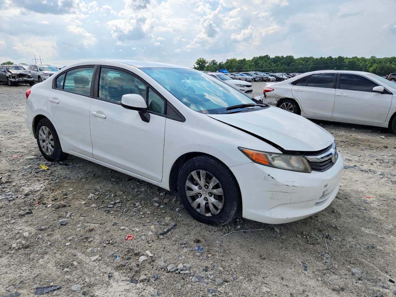 2012 Honda Civic Lx White vin: 2HGFB2F54CH581331