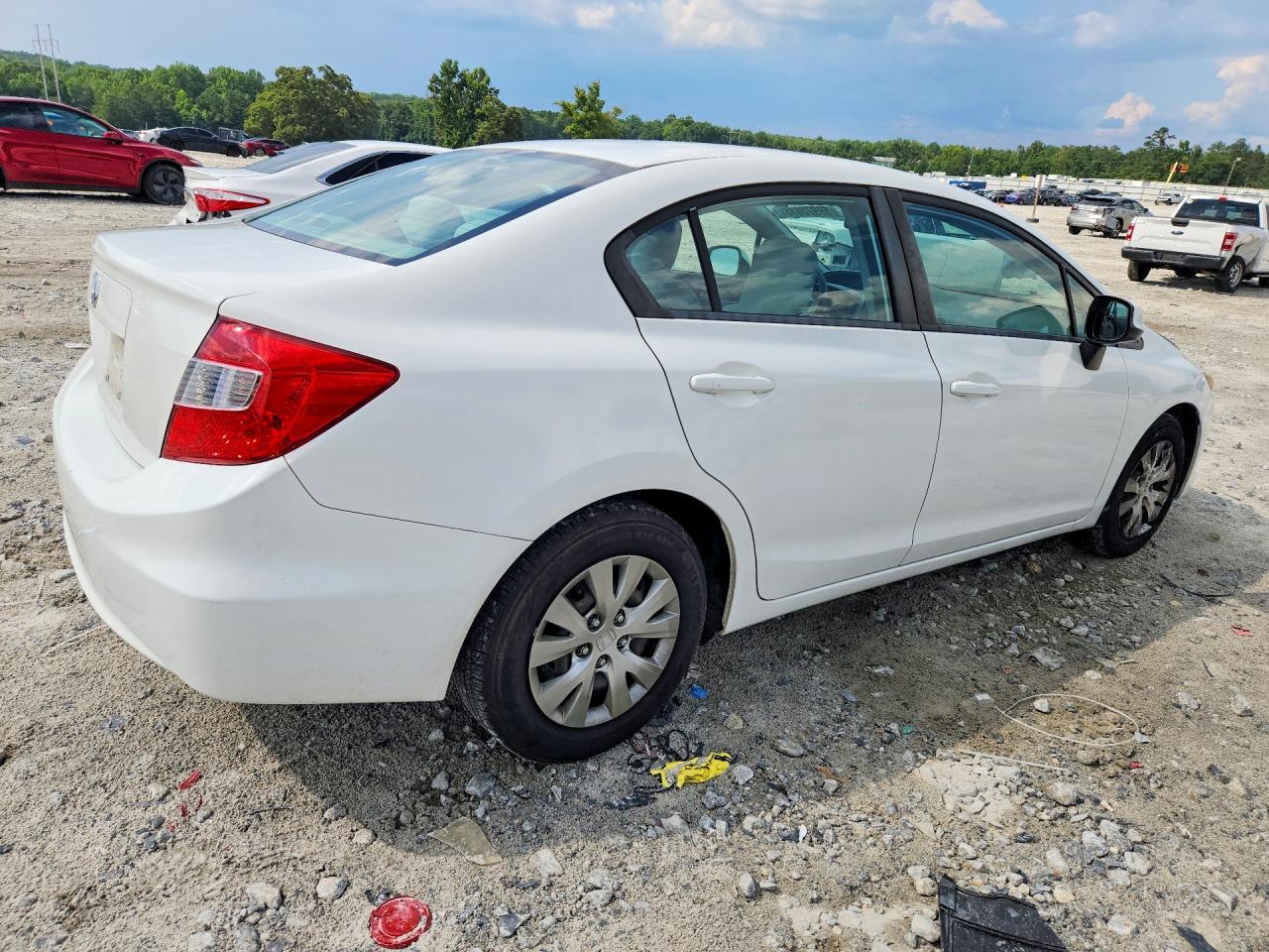 2012 Honda Civic Lx White vin: 2HGFB2F54CH581331