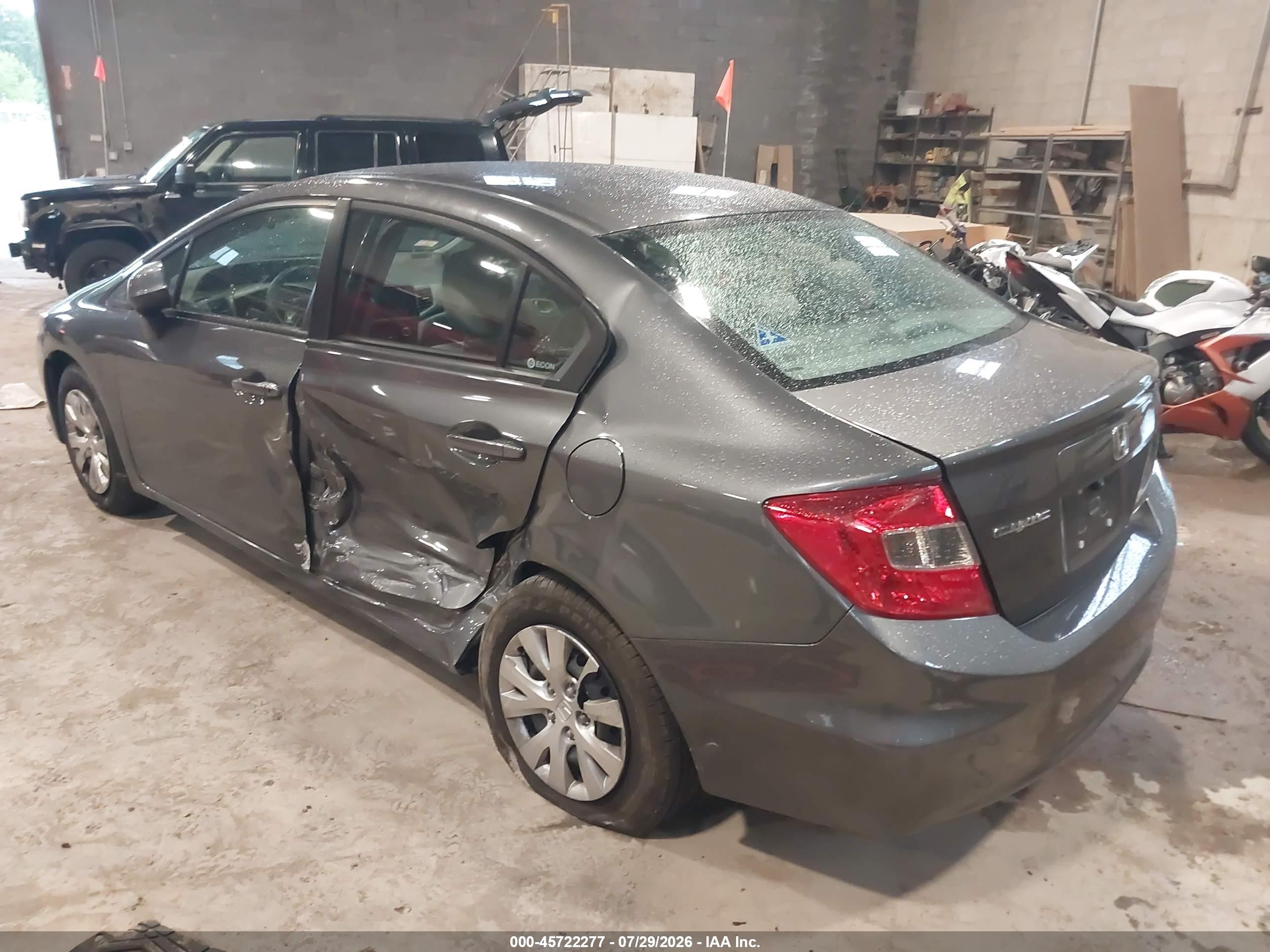 2012 Honda Civic Lx Gray vin: 2HGFB2F54CH584360