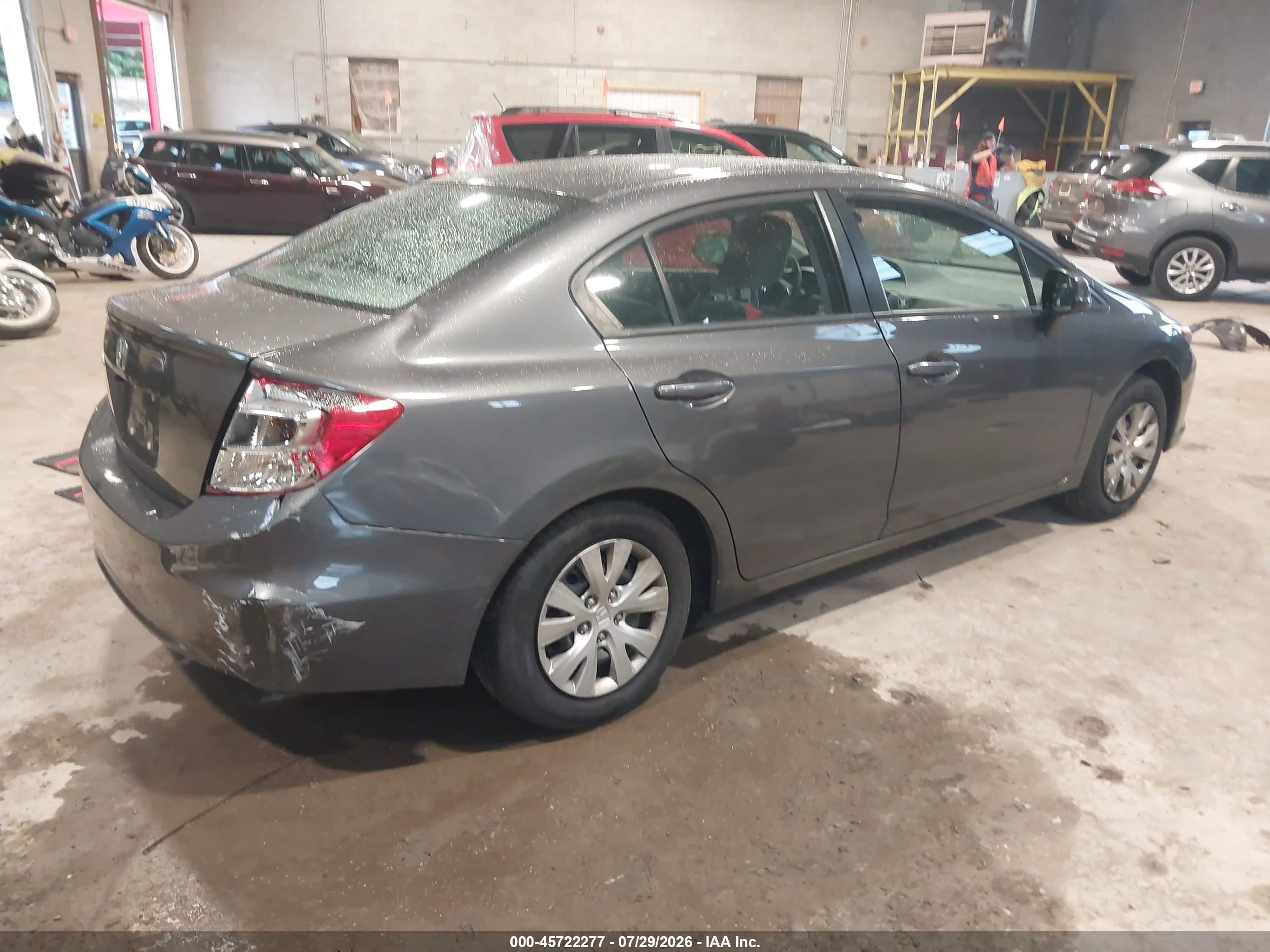 2012 Honda Civic Lx Gray vin: 2HGFB2F54CH584360