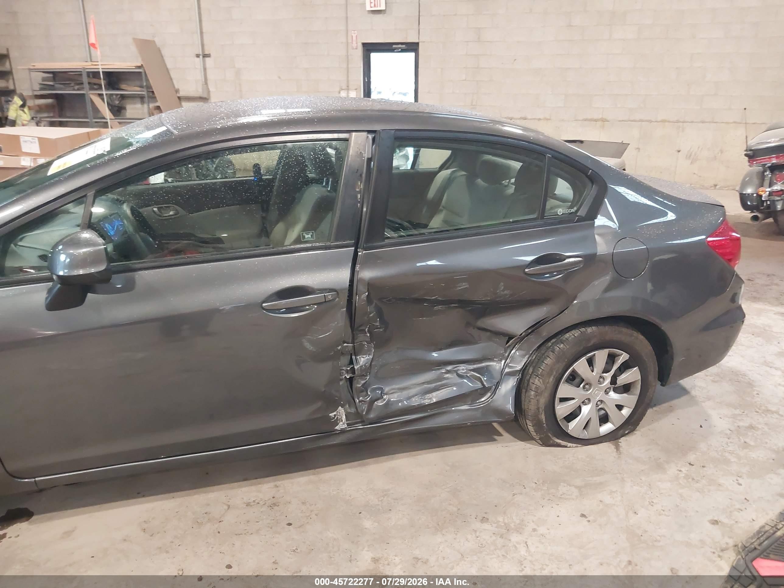 2012 Honda Civic Lx Gray vin: 2HGFB2F54CH584360