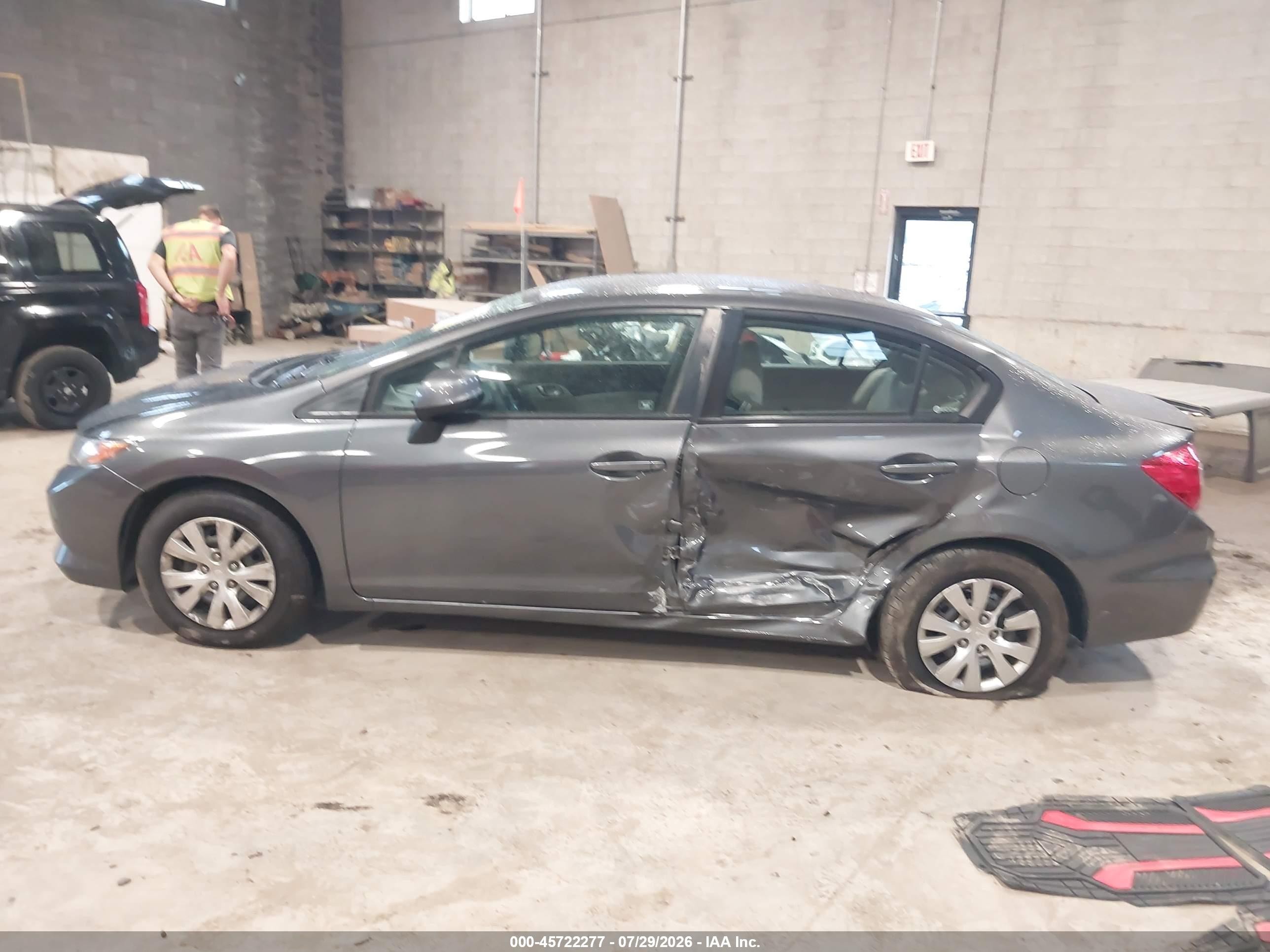 2012 Honda Civic Lx Gray vin: 2HGFB2F54CH584360