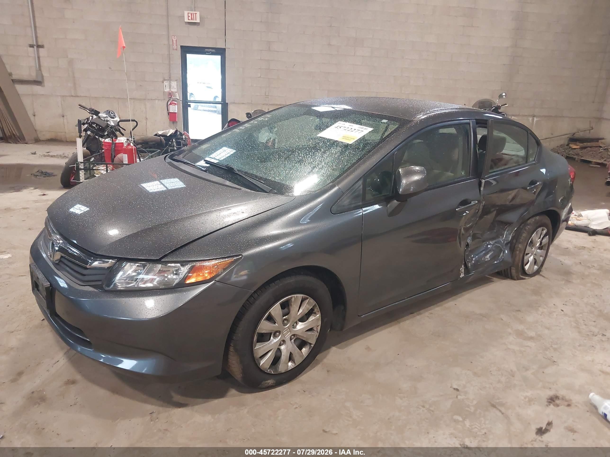 2012 Honda Civic Lx Серый vin: 2HGFB2F54CH584360