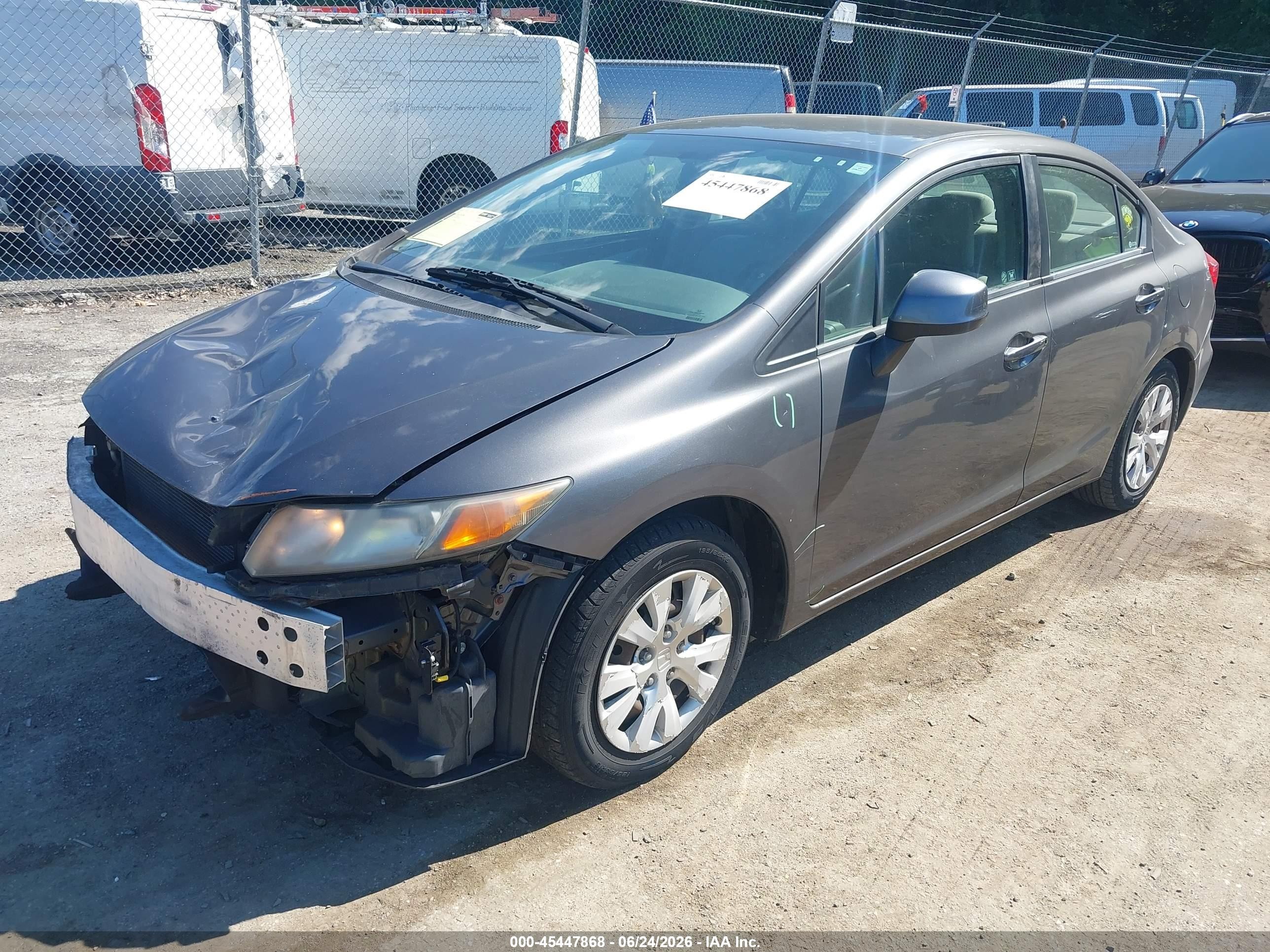 2012 Honda Civic Lx Gray vin: 2HGFB2F54CH596590