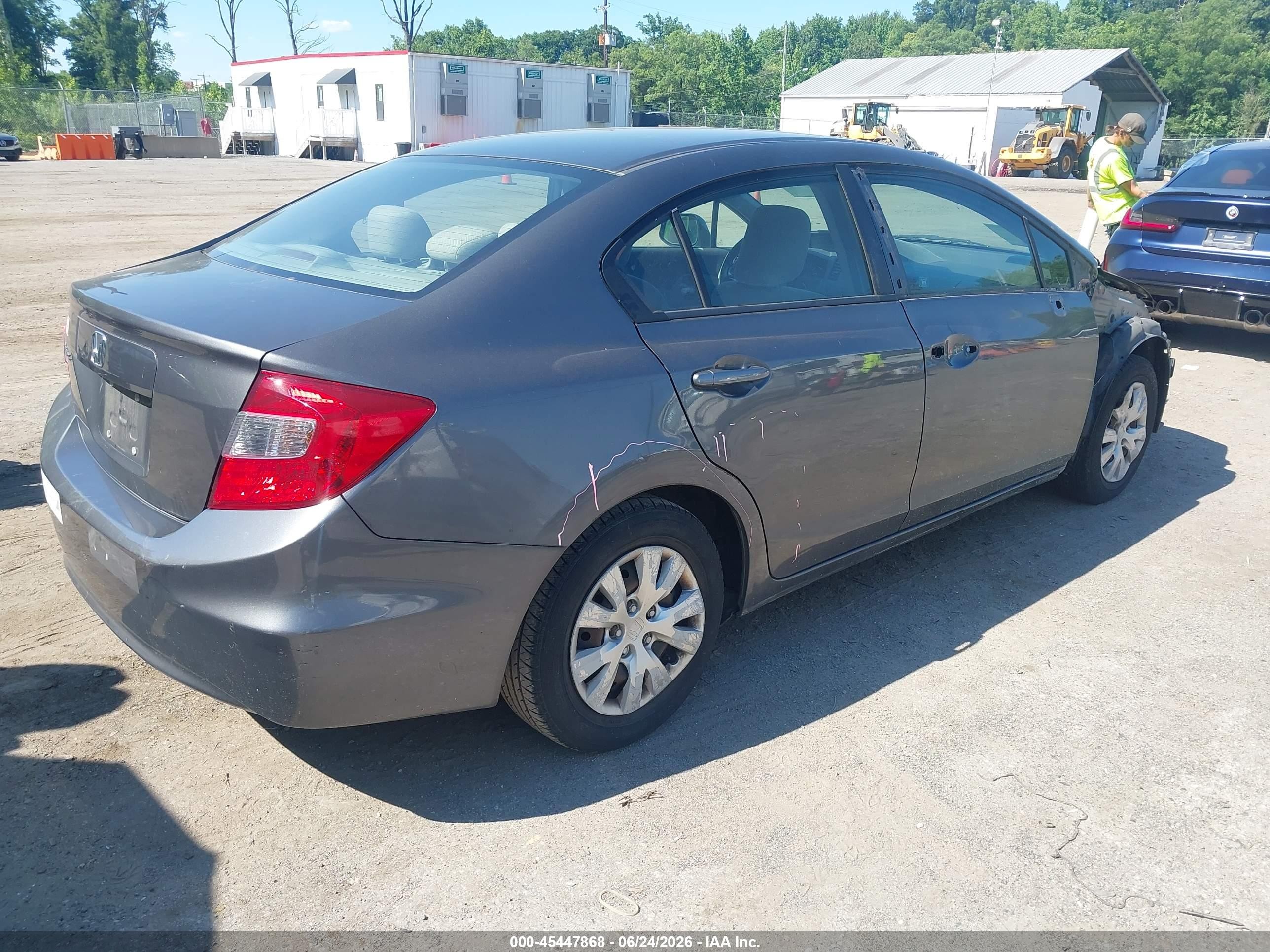 2012 Honda Civic Lx Gray vin: 2HGFB2F54CH596590