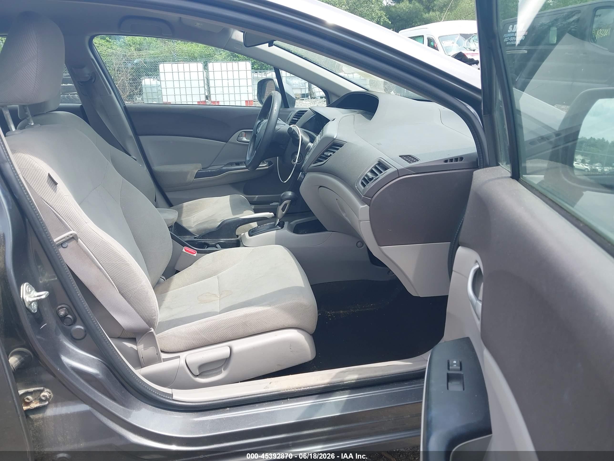 2012 Honda Civic Lx Gray vin: 2HGFB2F54CH597433