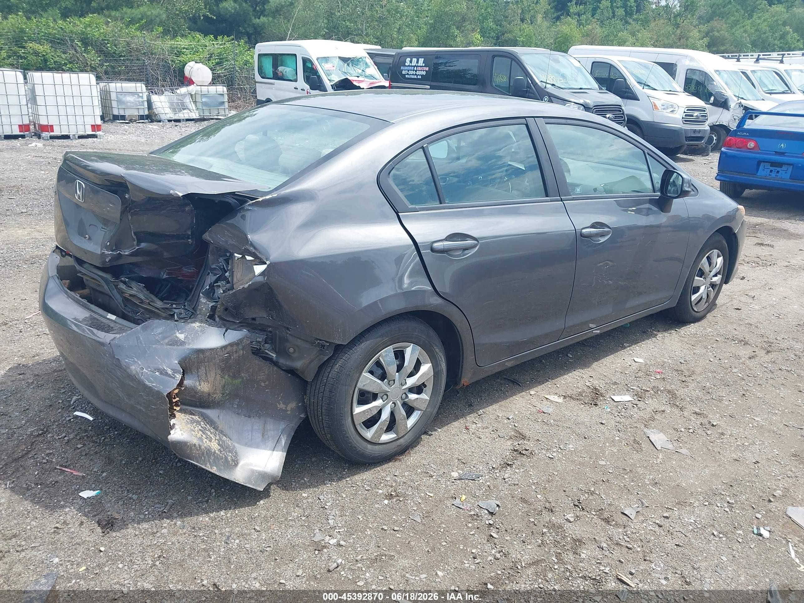 2012 Honda Civic Lx Gray vin: 2HGFB2F54CH597433