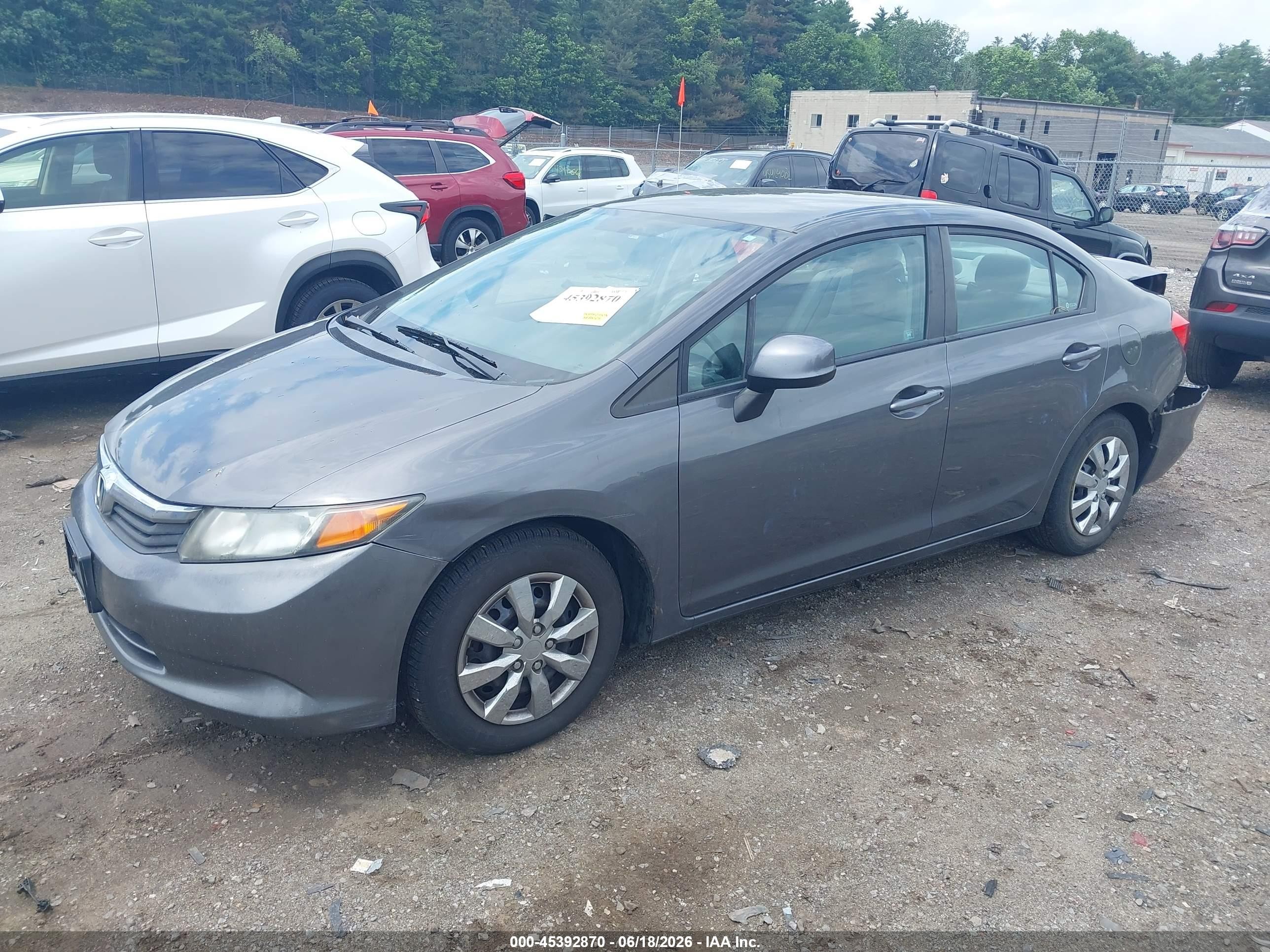 2012 Honda Civic Lx Gray vin: 2HGFB2F54CH597433