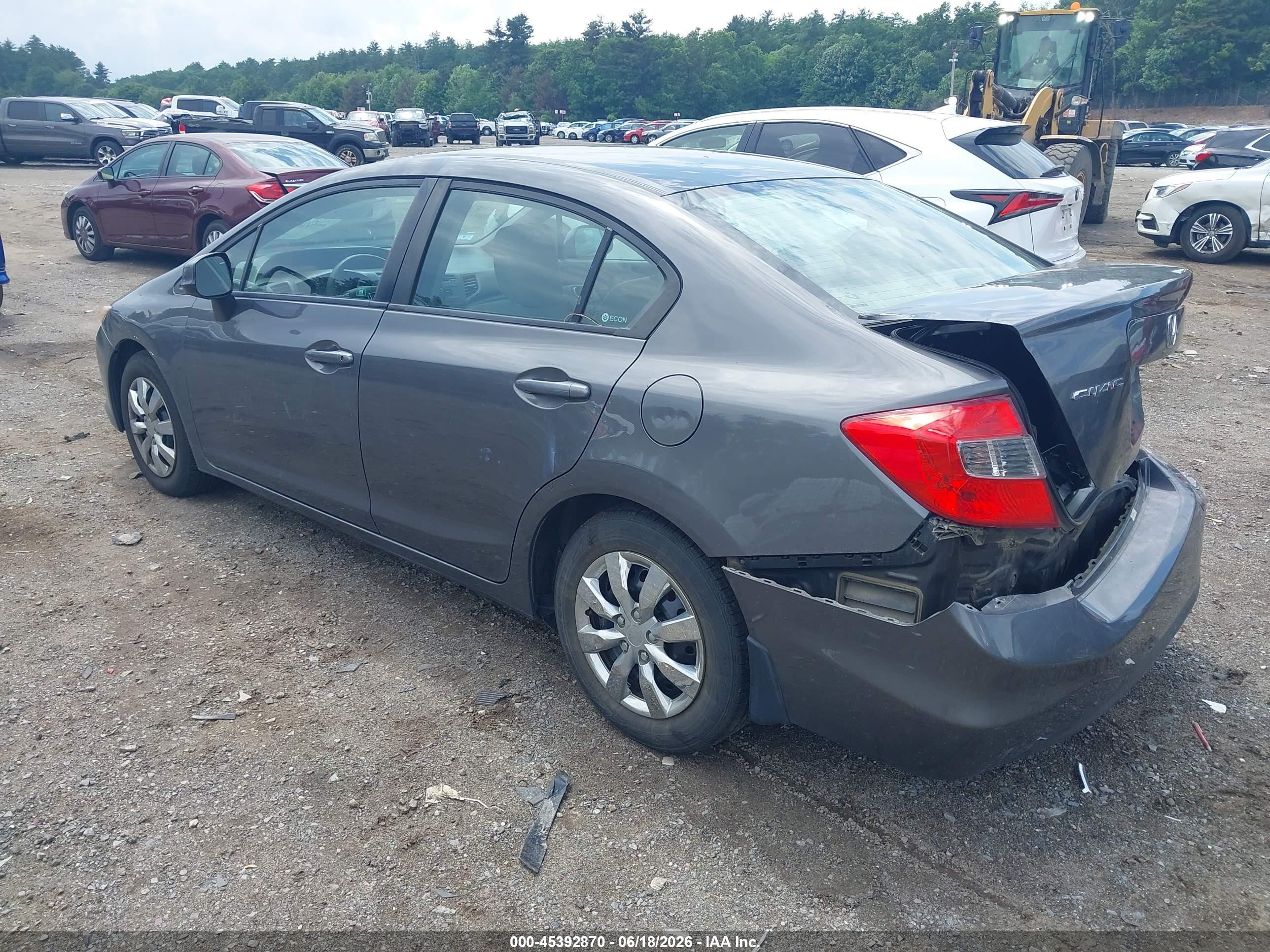 2012 Honda Civic Lx Gray vin: 2HGFB2F54CH597433