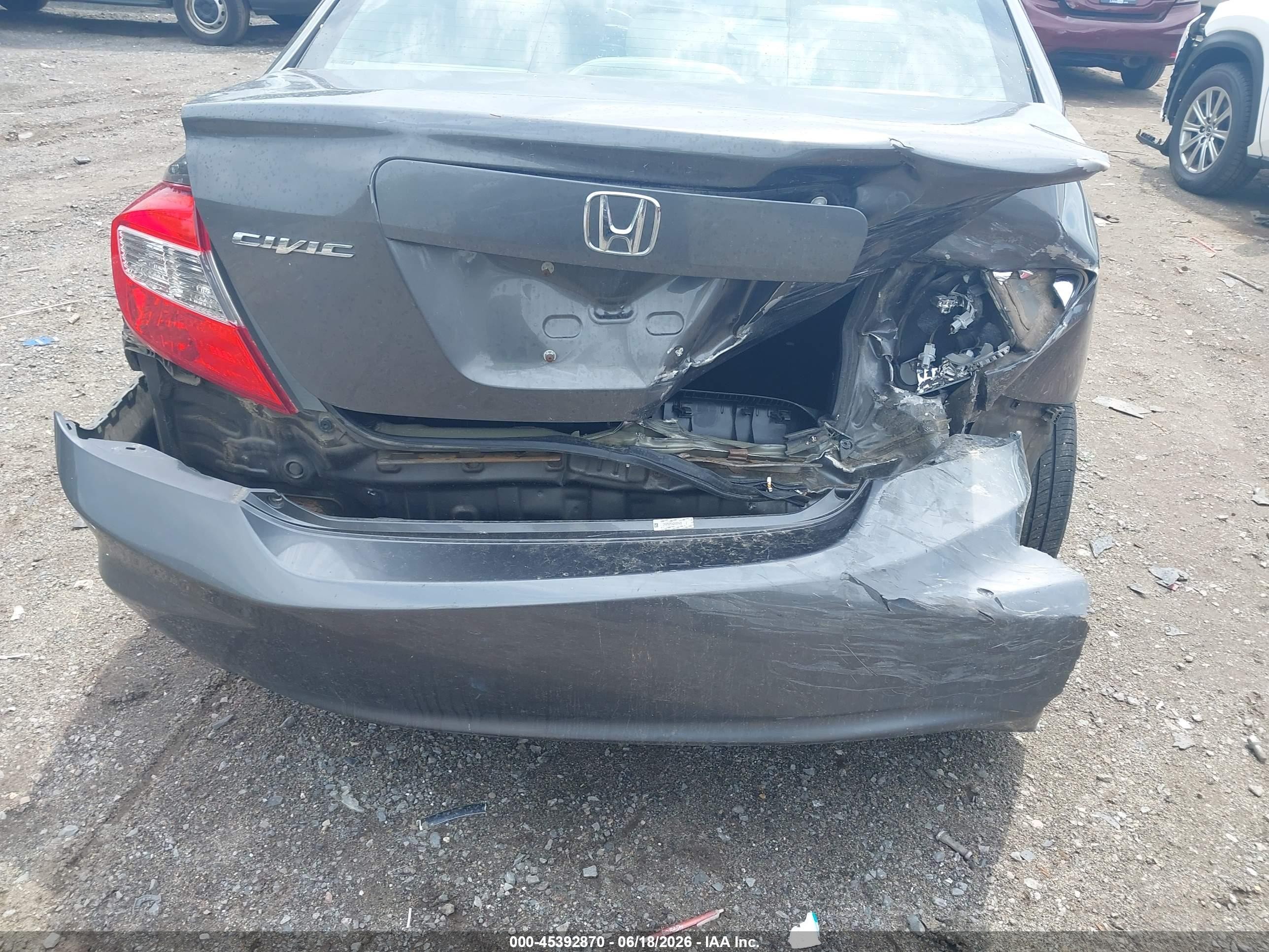 2012 Honda Civic Lx Gray vin: 2HGFB2F54CH597433