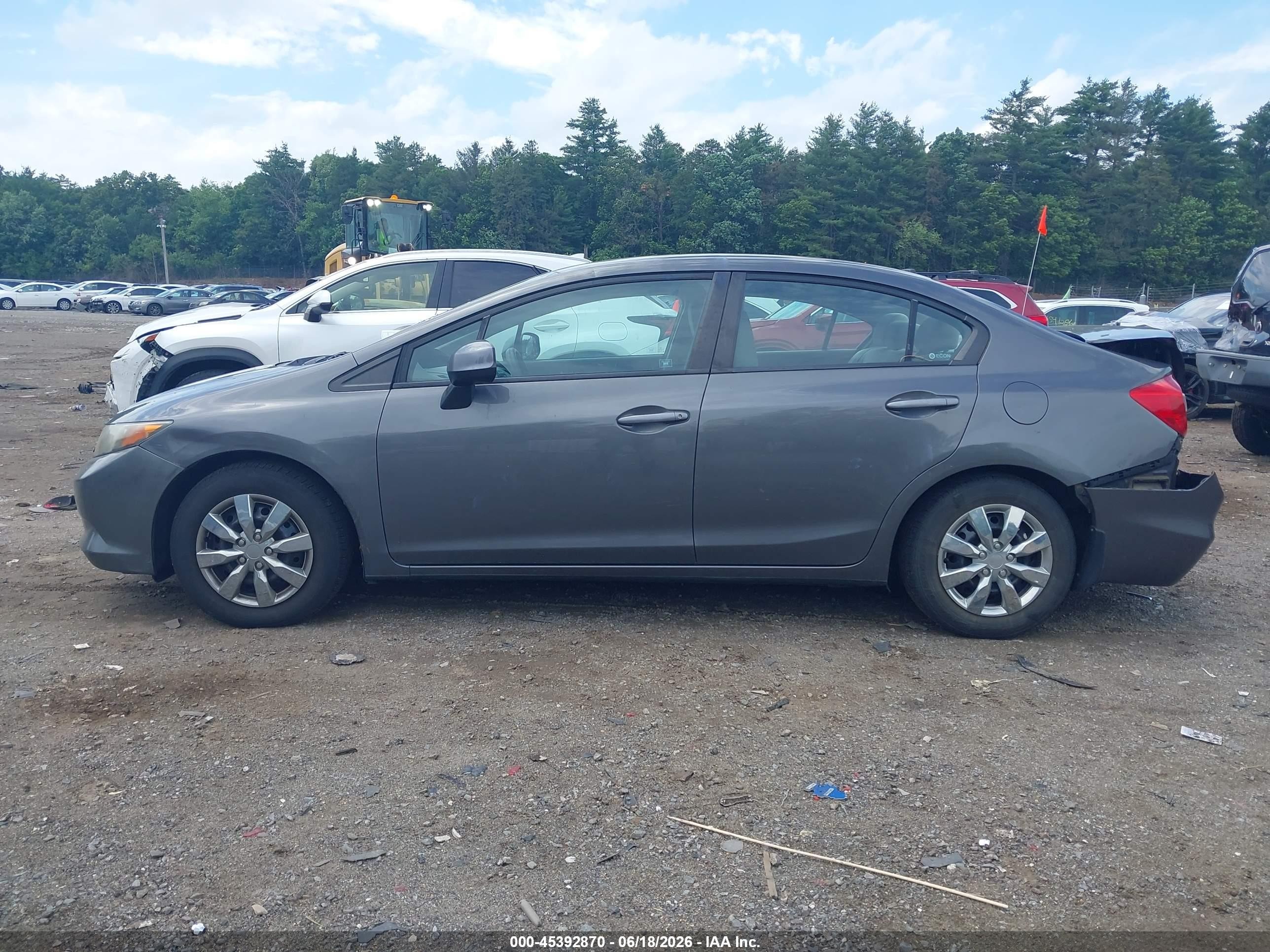 2012 Honda Civic Lx Gray vin: 2HGFB2F54CH597433