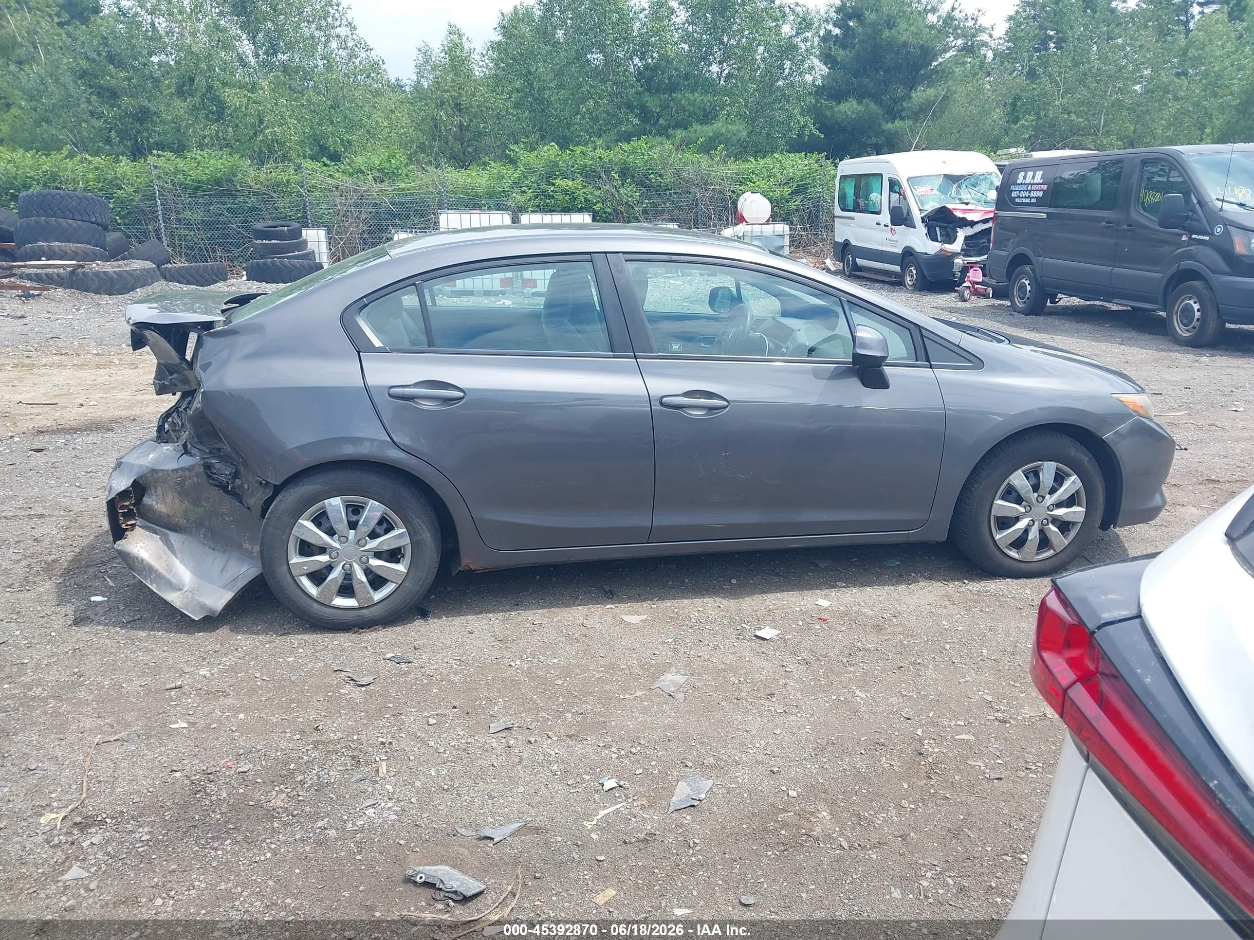 2012 Honda Civic Lx Gray vin: 2HGFB2F54CH597433